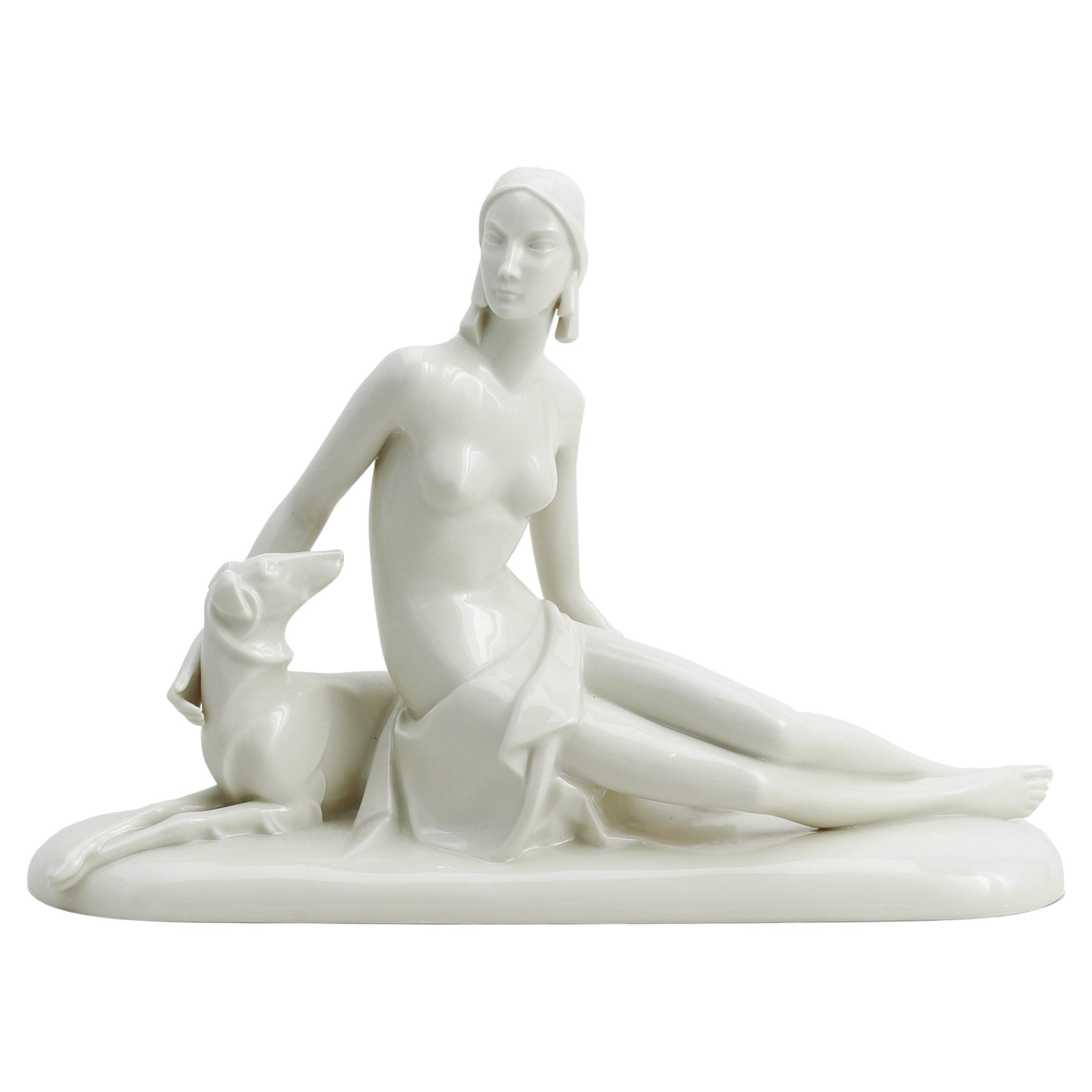 Sculpture Art déco de Gerhard Schliepstein pour Rosenthal, nommée « Diana »