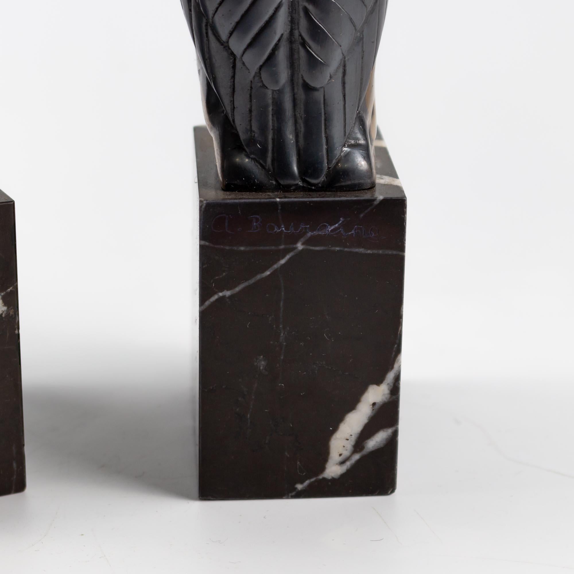 Ein Paar versilberte Art-Déco-Buchstützen aus Bronze von Marcel-Andre Bouraine 2
