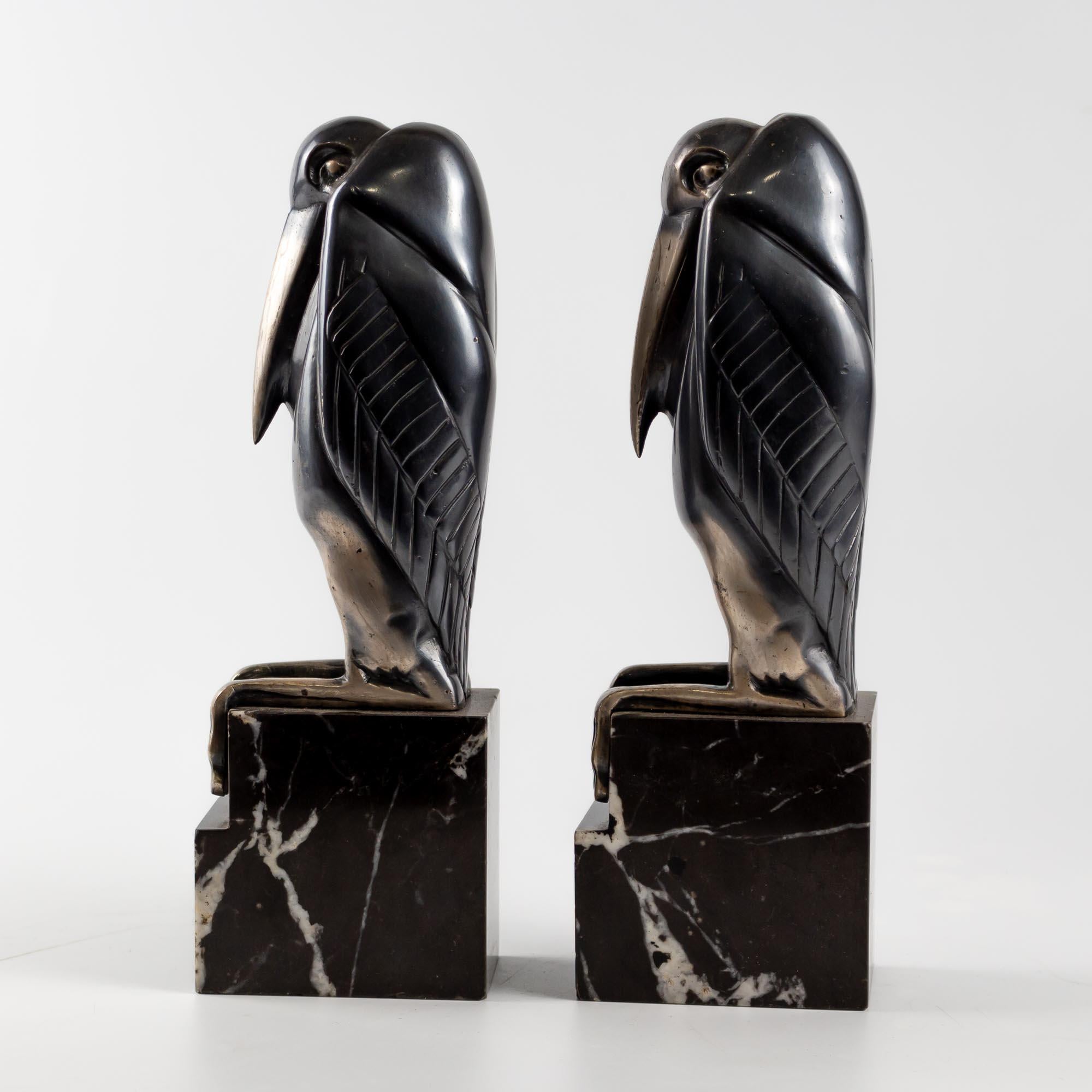 Ein Paar versilberte Art-Déco-Buchstützen aus Bronze von Marcel-Andre Bouraine (Vergoldet)