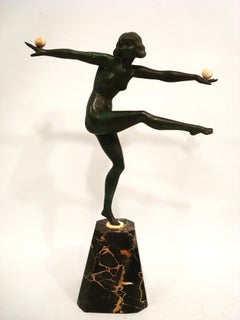 Art Deco Sculpture by Marcel Bouraine, Woman Balancing Act - France 1925