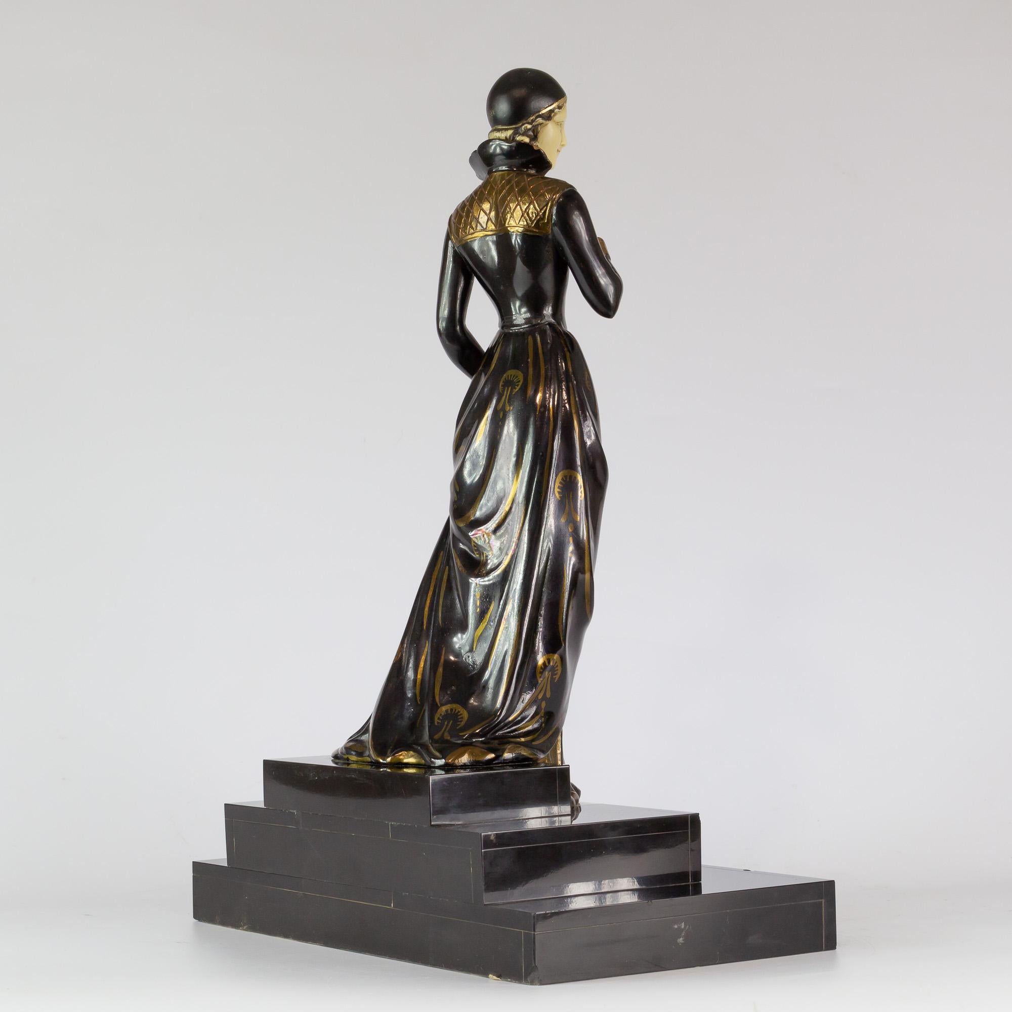 French Art deco sculpture by Menneville For Sale