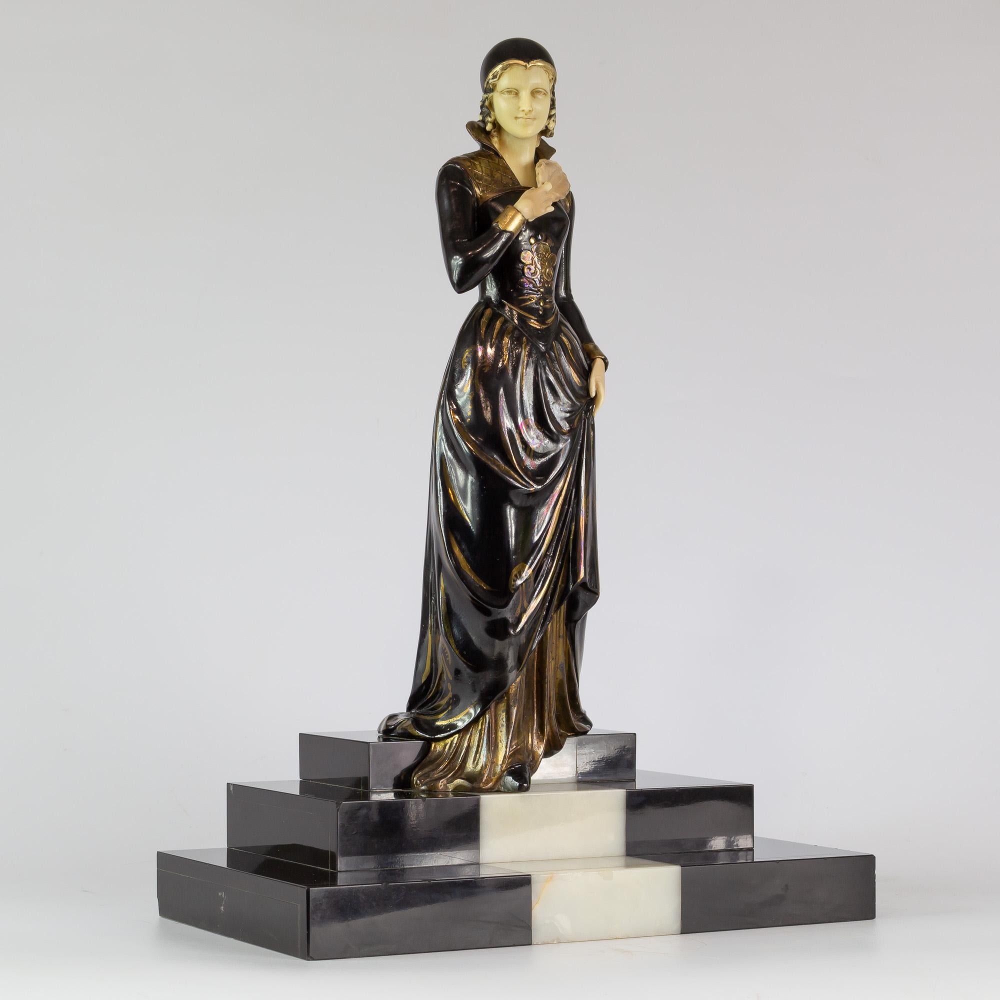 Art deco sculpture by Menneville In Good Condition For Sale In Madrid, ES