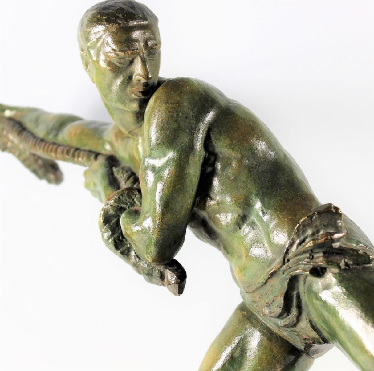 Art-déco-Skulptur von Pierre Le Faguays „Lariat“ aus Bronze (Französisch)