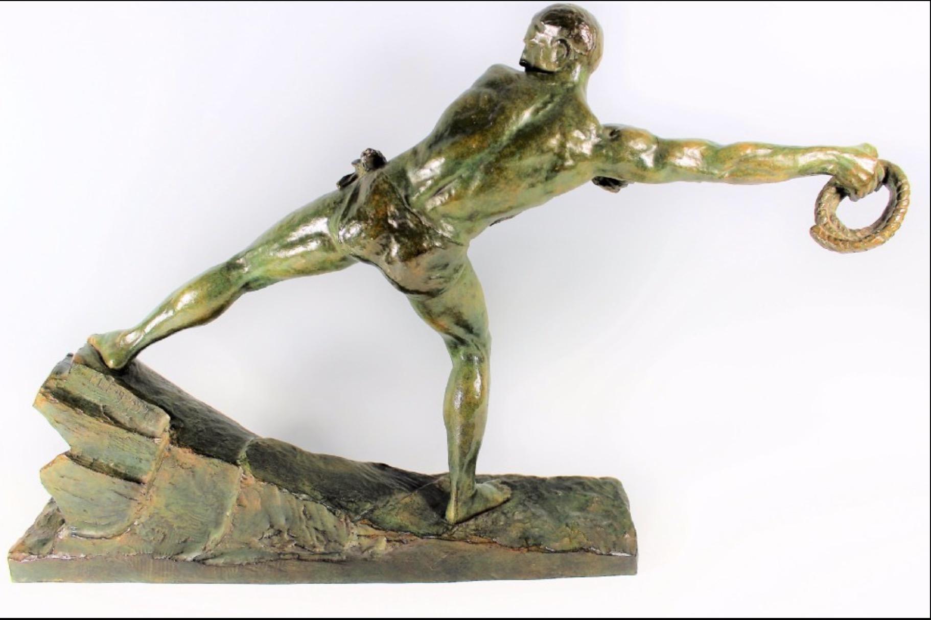 Art-déco-Skulptur von Pierre Le Faguays „Lariat“ aus Bronze 1