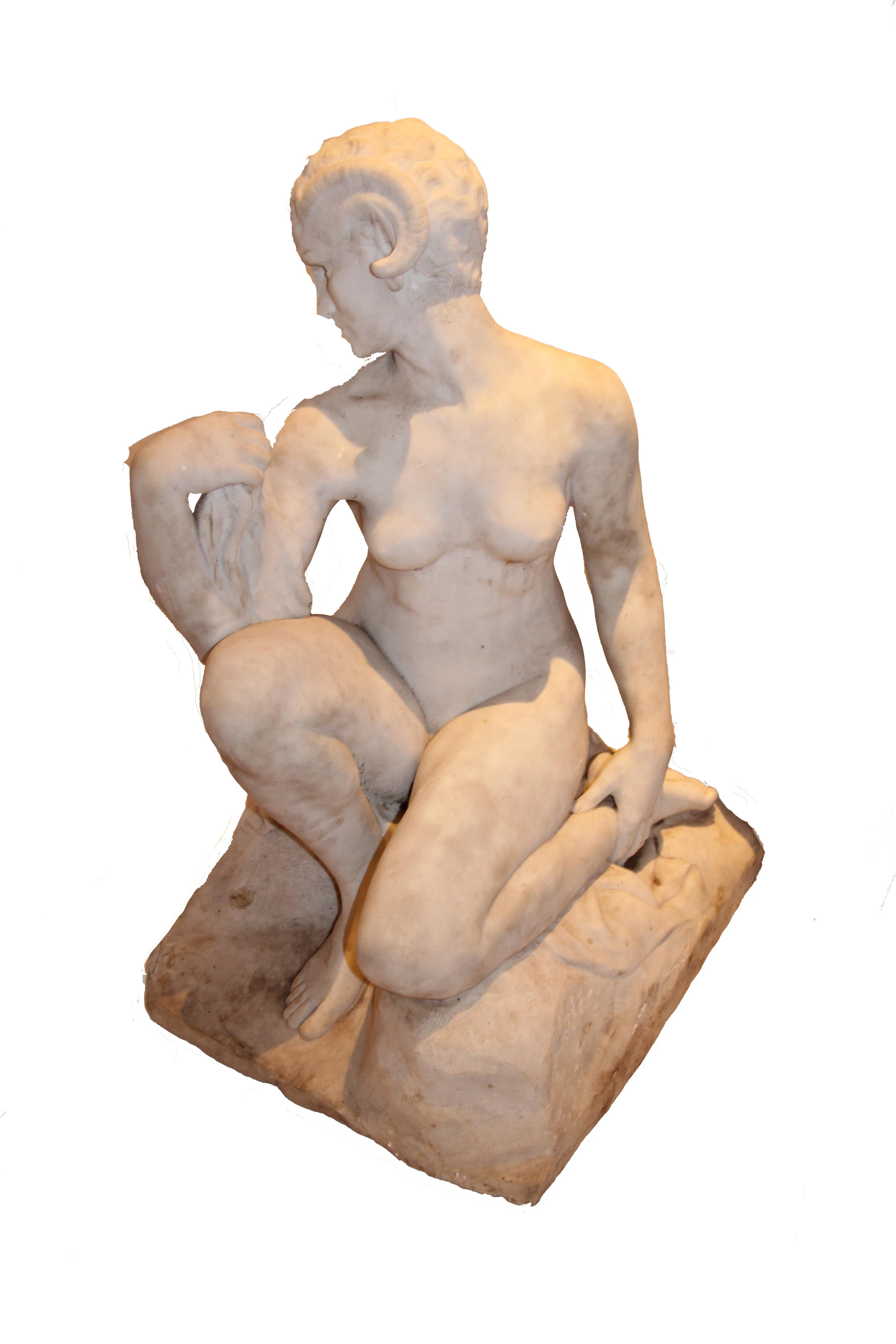 Hand-Carved  Art Deco sculpture by Raymond Leon  Rivoire  For Sale