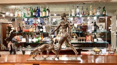 Art Deco Sculpture by Raymond Leon Rivoire Titled 'FEMME AU LEVRIER'