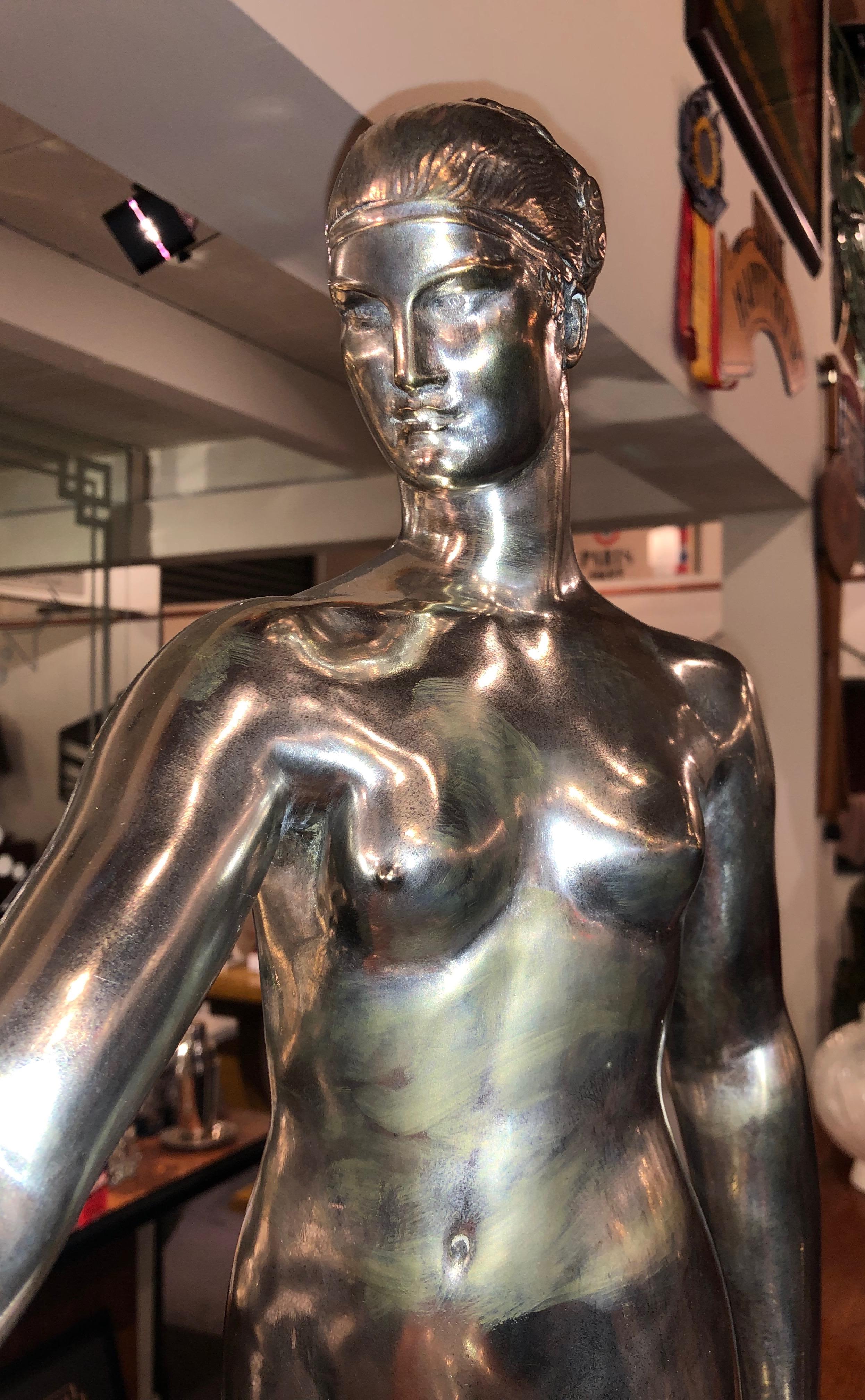 Bronze Art Deco Sculpture by Raymond Leon Rivoire Titled 'FEMME AU LEVRIER'