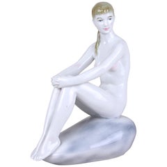 Art Deco Sculpture by Zsolnay Porcelain Polychromed, Hungary, circa 1930