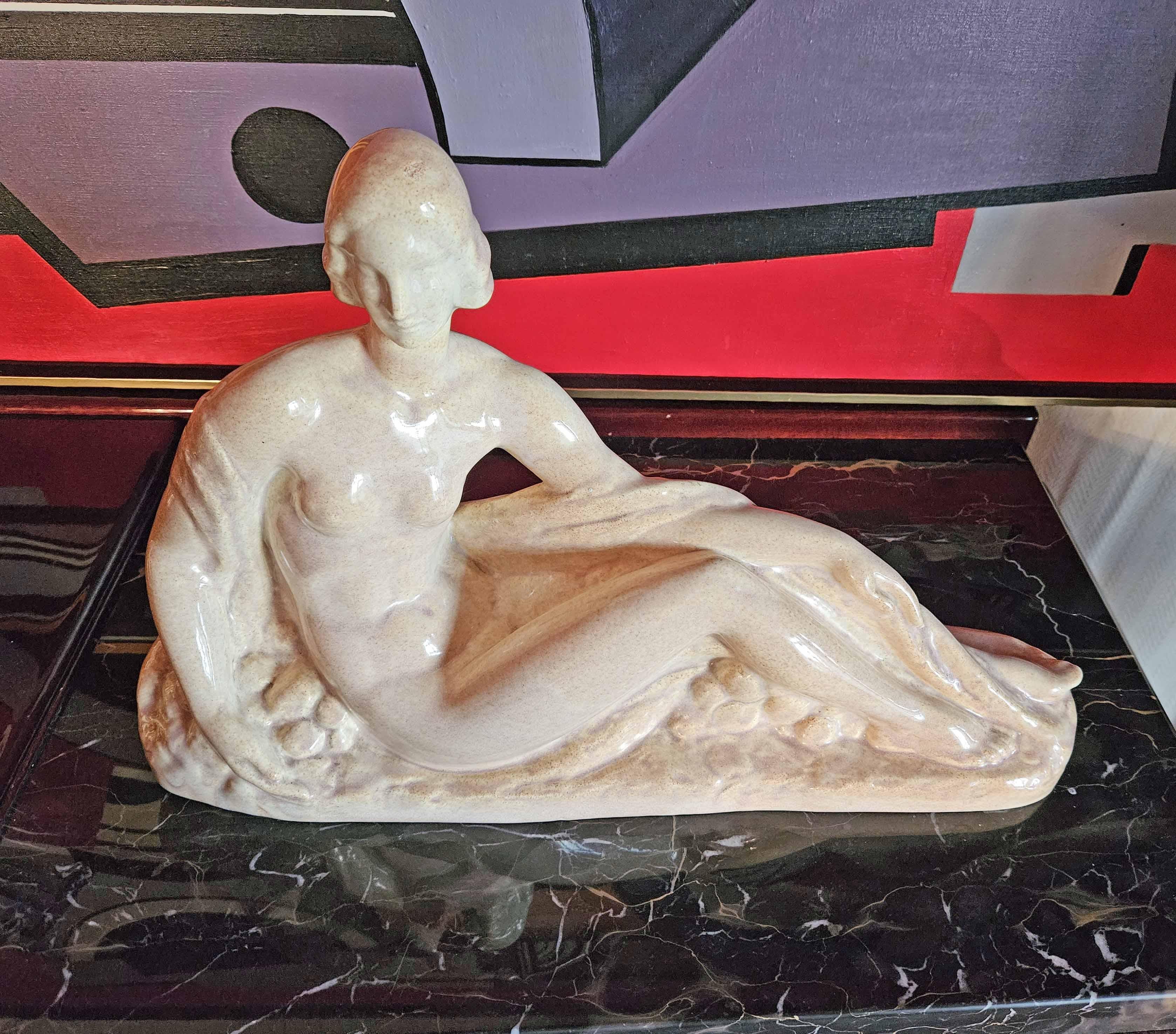 Art Déco sculpture ceramic signed odyv For Sale 5