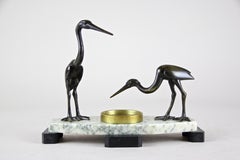 Art Deco Sculpture "Cranes" Bronze/ Marble, France, circa 1925
