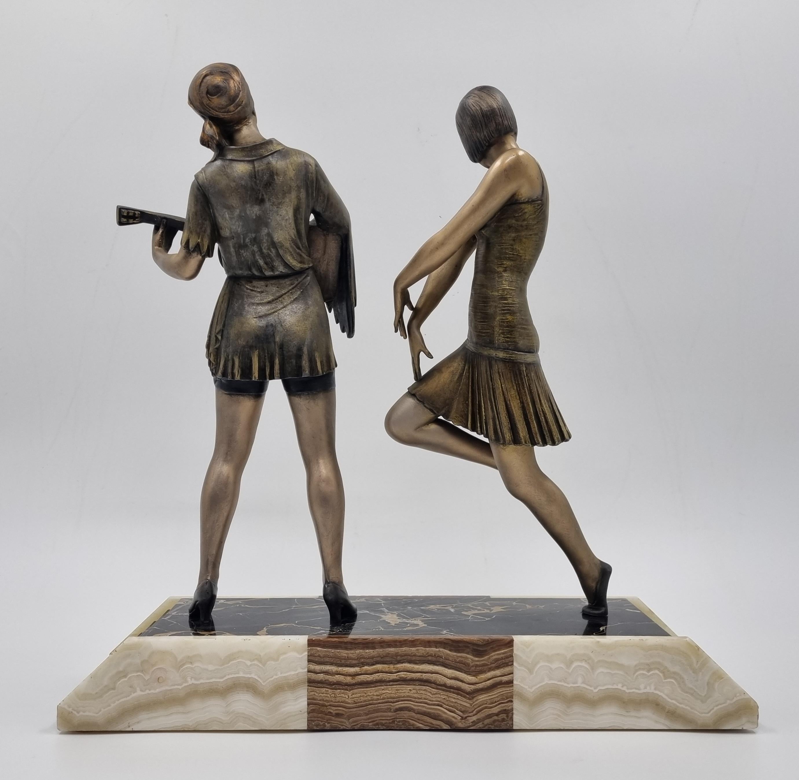 Scultura Art Deco Ballerina e musicista In condizioni buone in vendita a Hoddesdon, GB