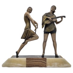 Escultura Art Déco Bailarina y Músico