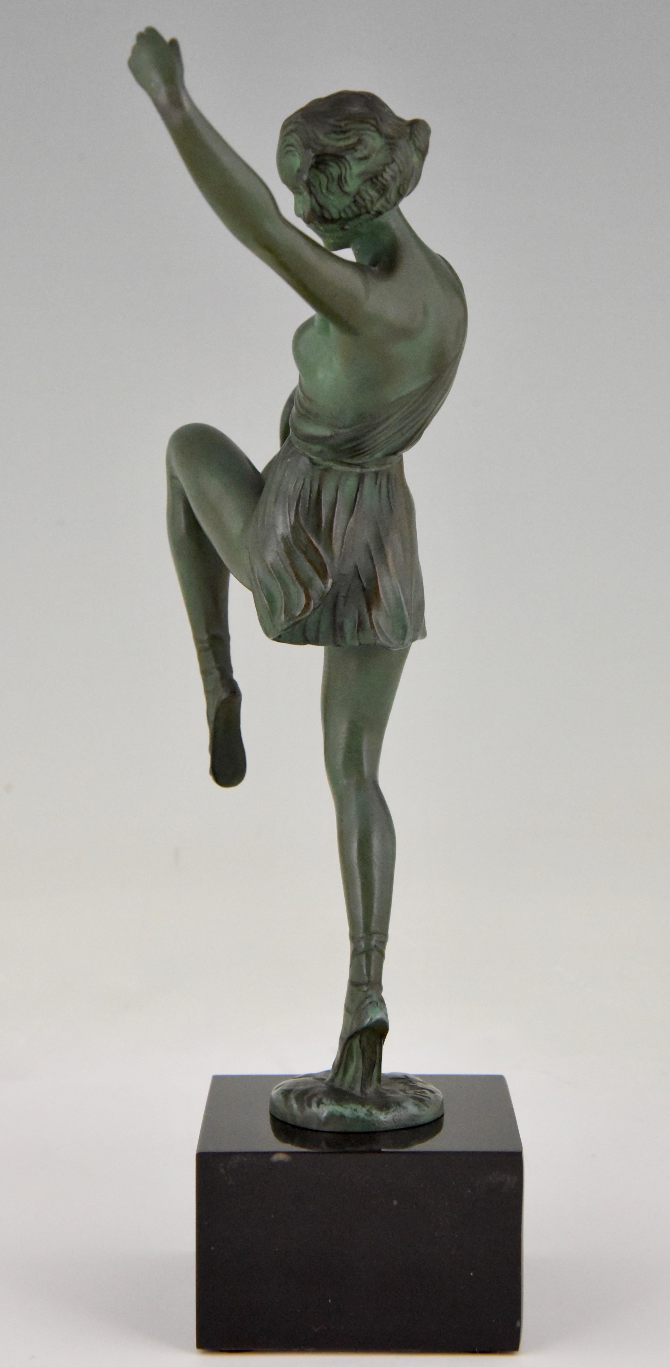 Art Deco Sculpture Dancer with Tambourine Fayral Pierre Le Faguays, France, 1930 In Good Condition In Antwerp, BE