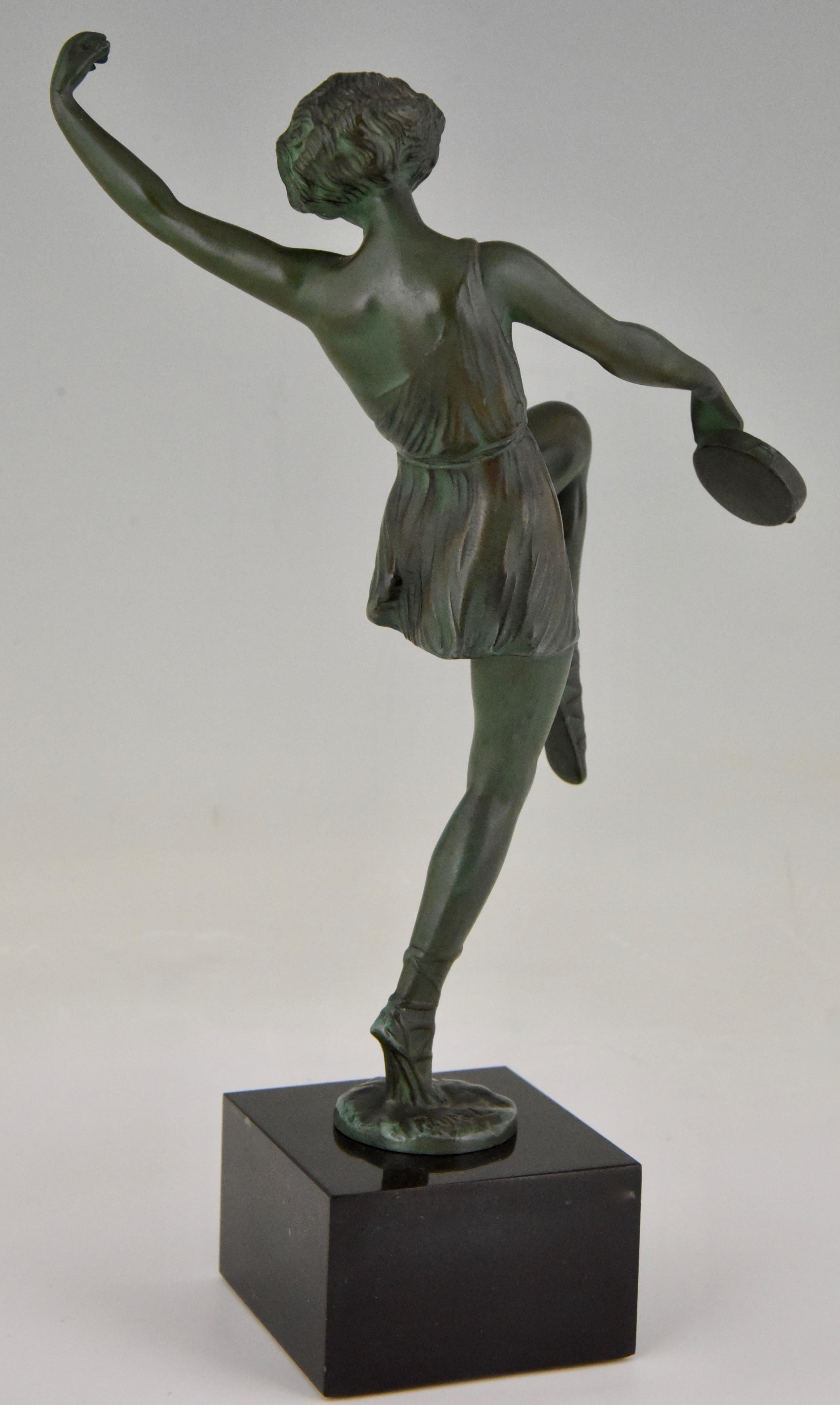 20th Century Art Deco Sculpture Dancer with Tambourine Fayral Pierre Le Faguays, France, 1930