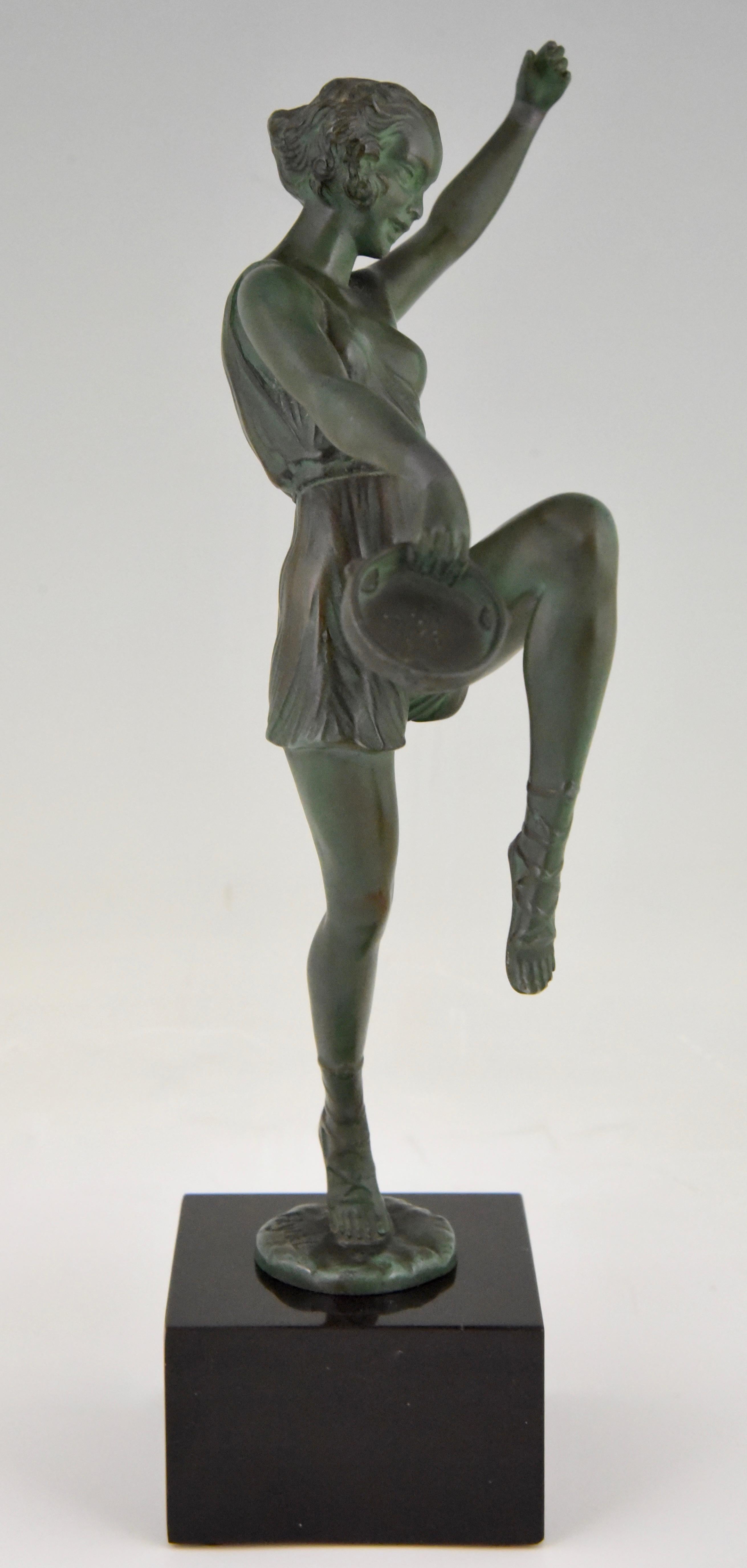 Art Deco Sculpture Dancer with Tambourine Fayral Pierre Le Faguays, France, 1930 2