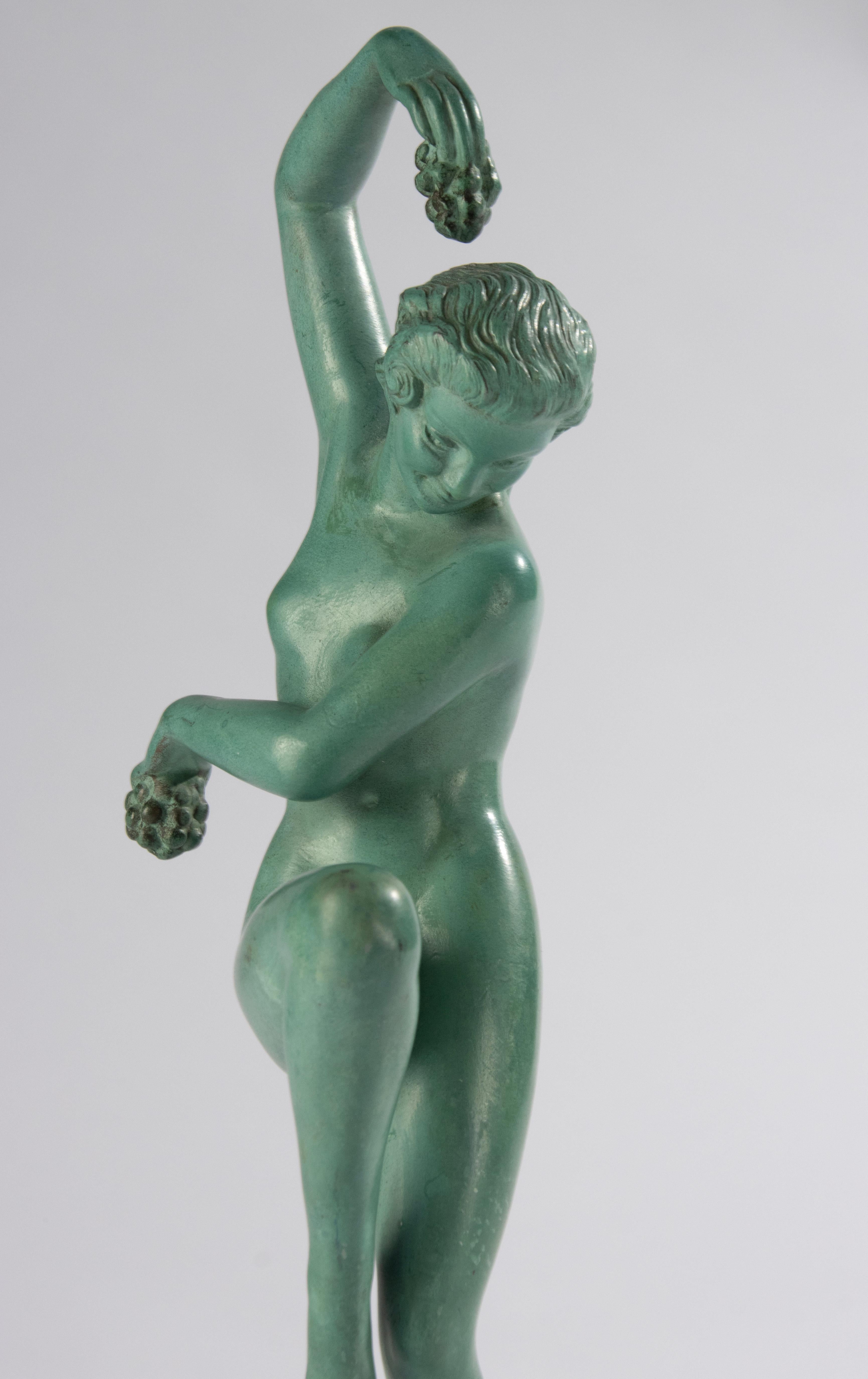 Scultura Art Déco - Donna che balla - Di DENIS - Max Verrier - Speltro patinato in vendita 4
