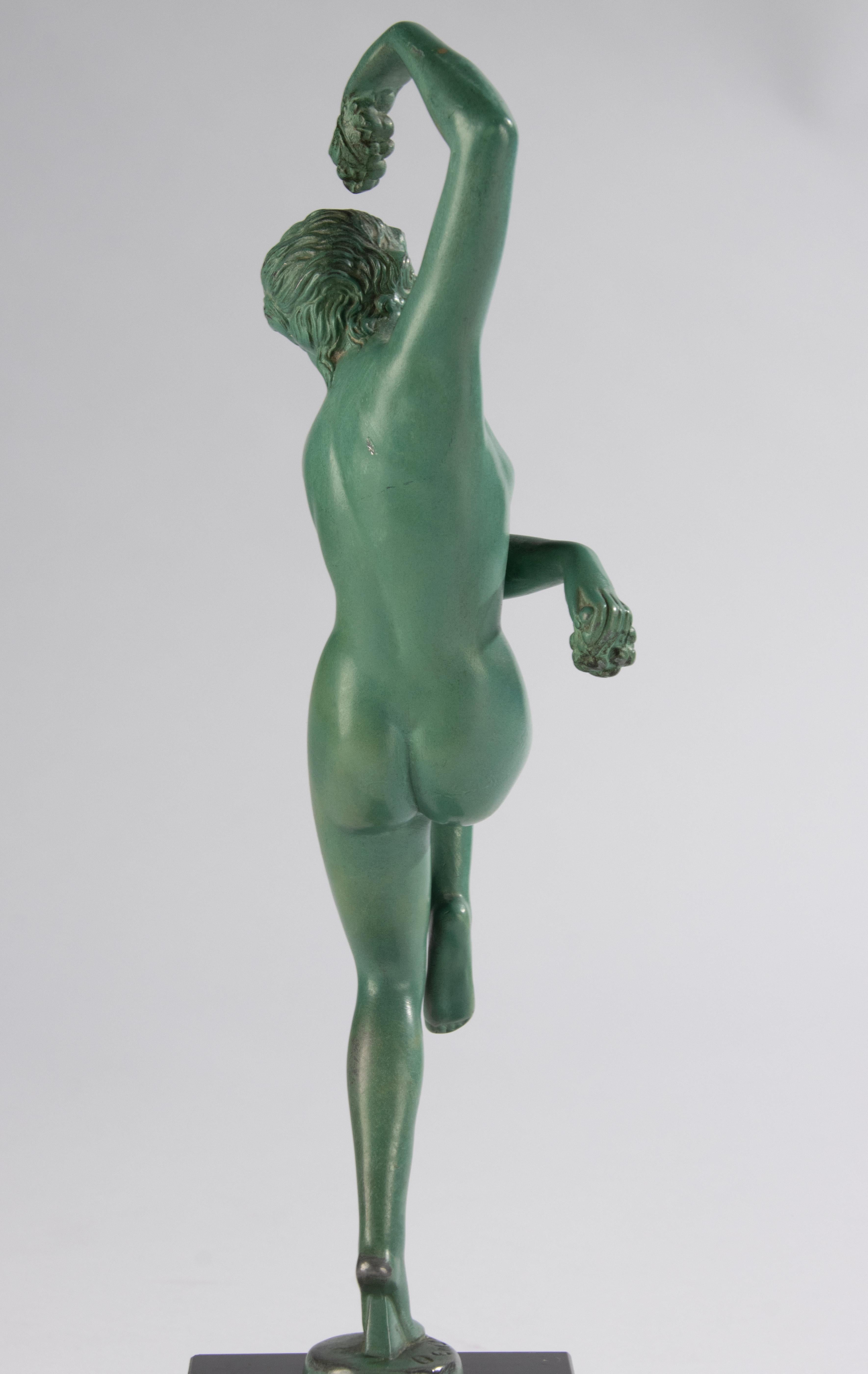 Scultura Art Déco - Donna che balla - Di DENIS - Max Verrier - Speltro patinato in vendita 6