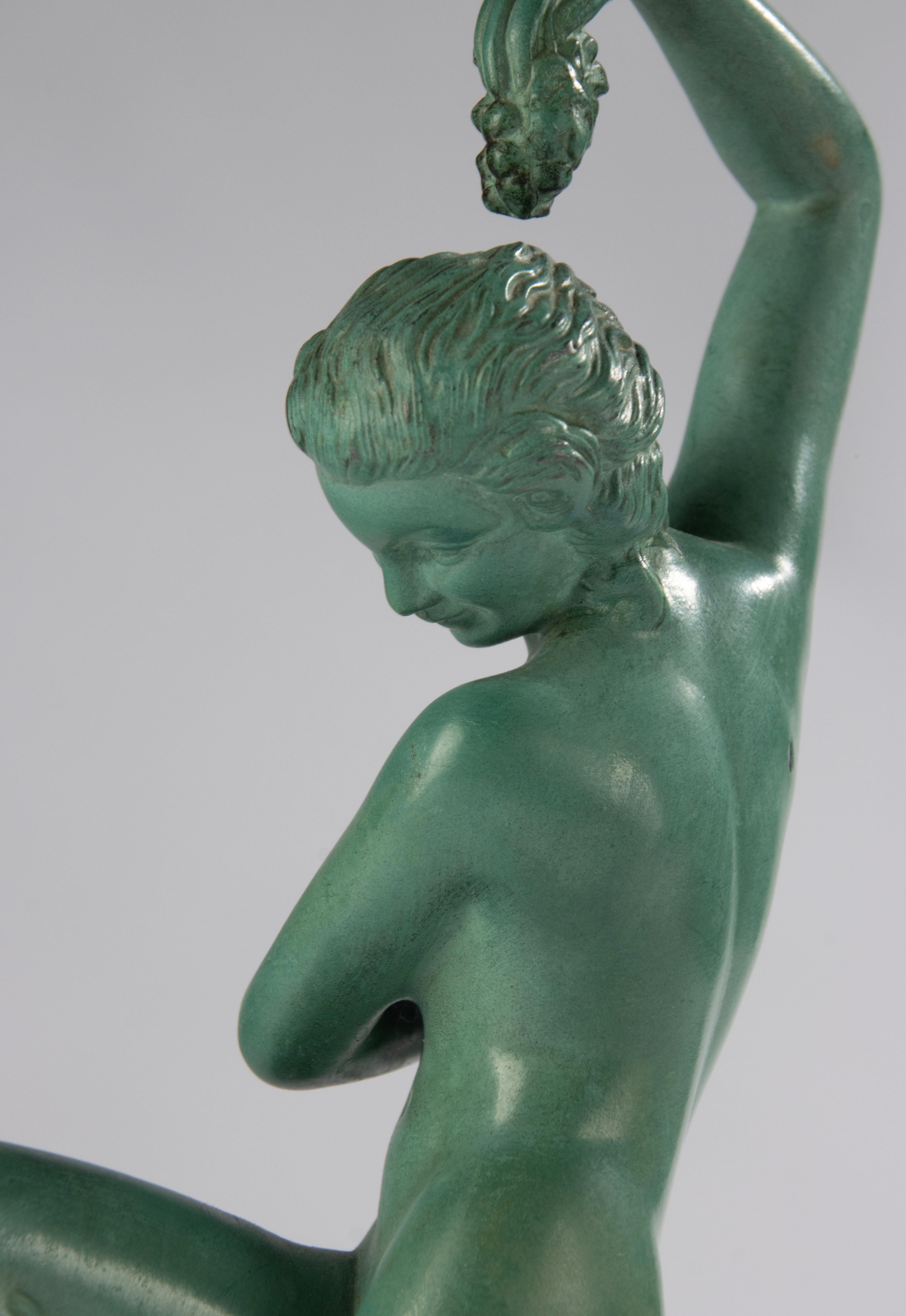 Scultura Art Déco - Donna che balla - Di DENIS - Max Verrier - Speltro patinato in vendita 10