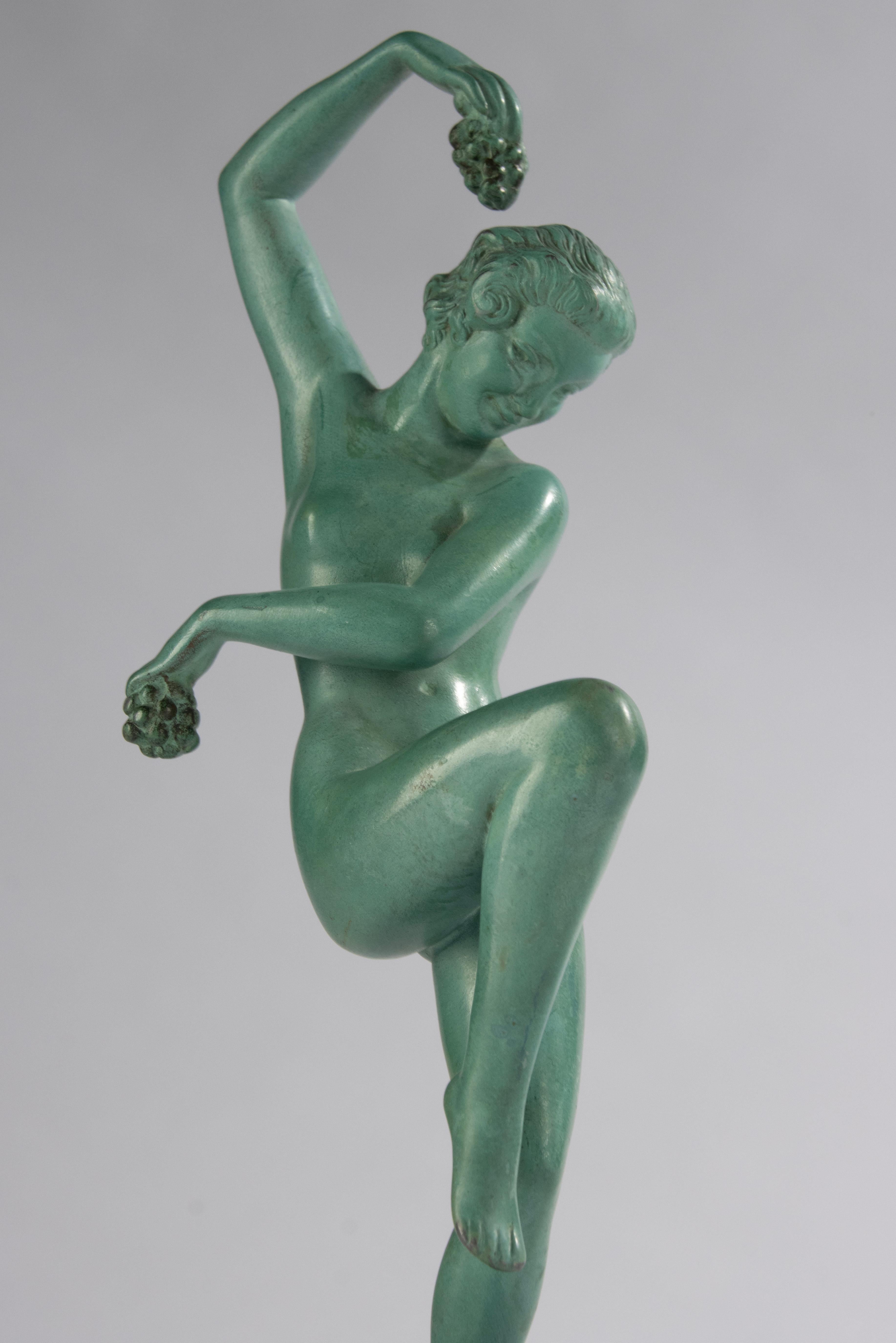 Scultura Art Déco - Donna che balla - Di DENIS - Max Verrier - Speltro patinato in vendita 11