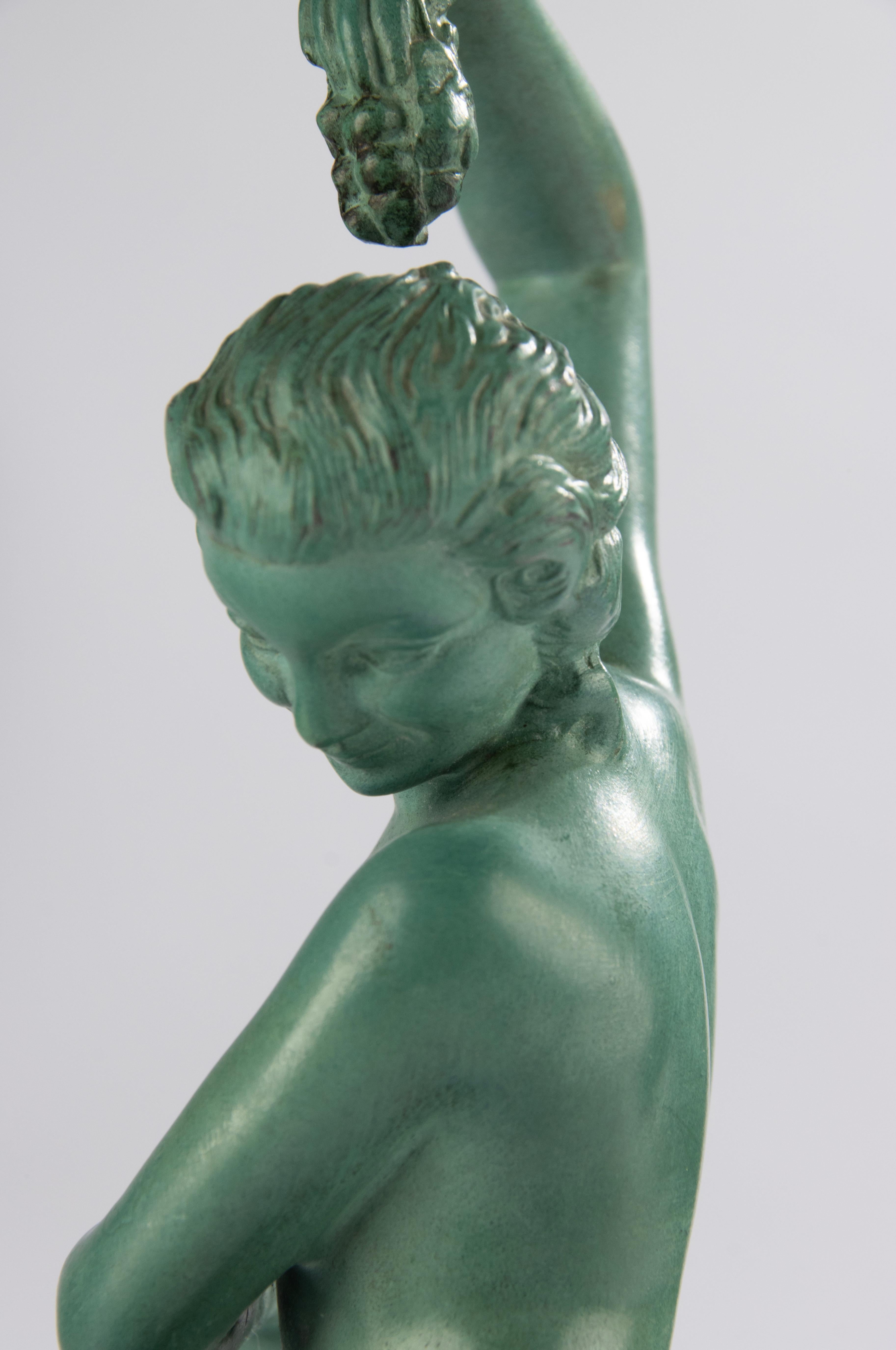 Scultura Art Déco - Donna che balla - Di DENIS - Max Verrier - Speltro patinato in vendita 13