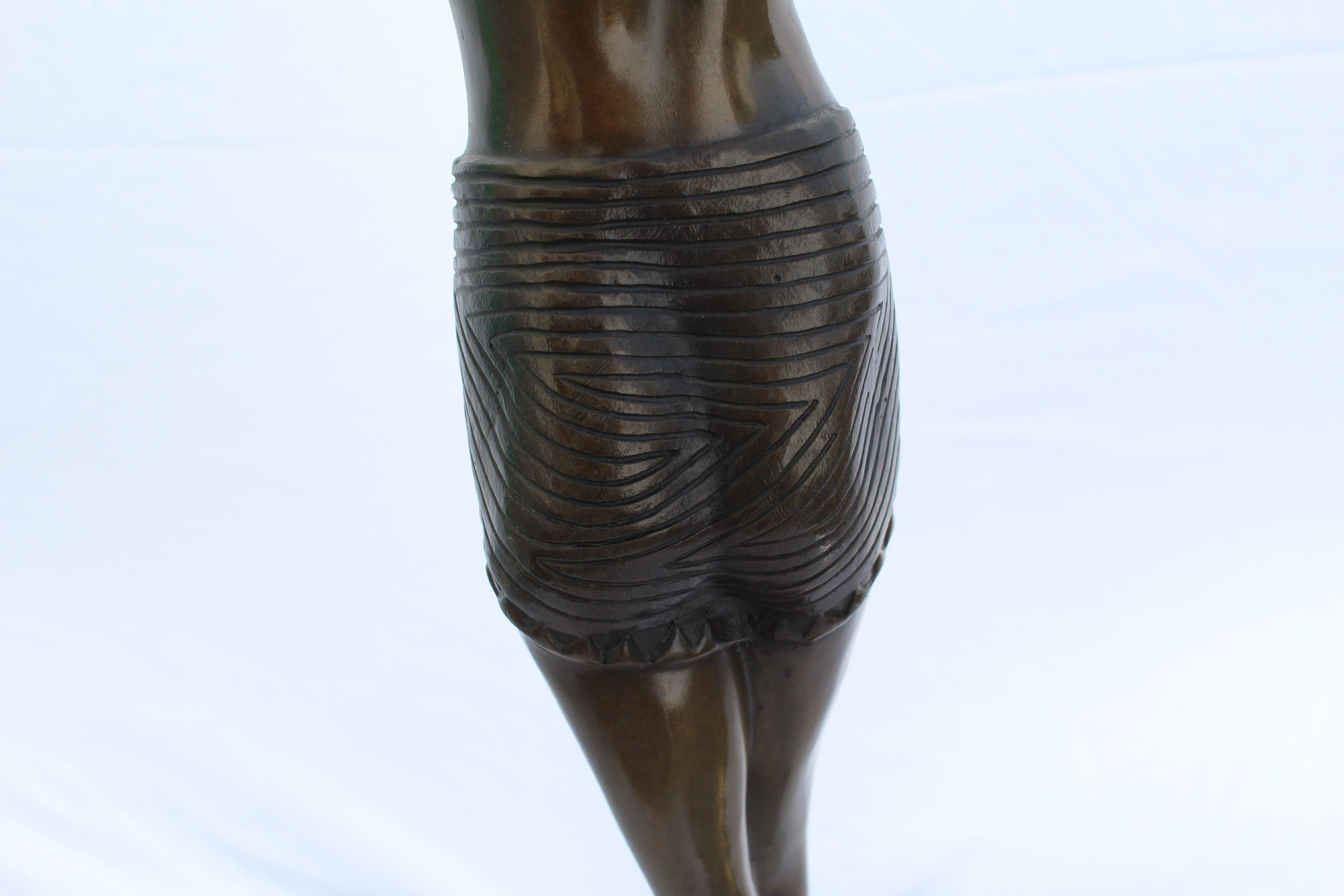 Art Deco Sculpture, Egyptian Dancer after D H Chiparus, Bronze, Marble Base 2