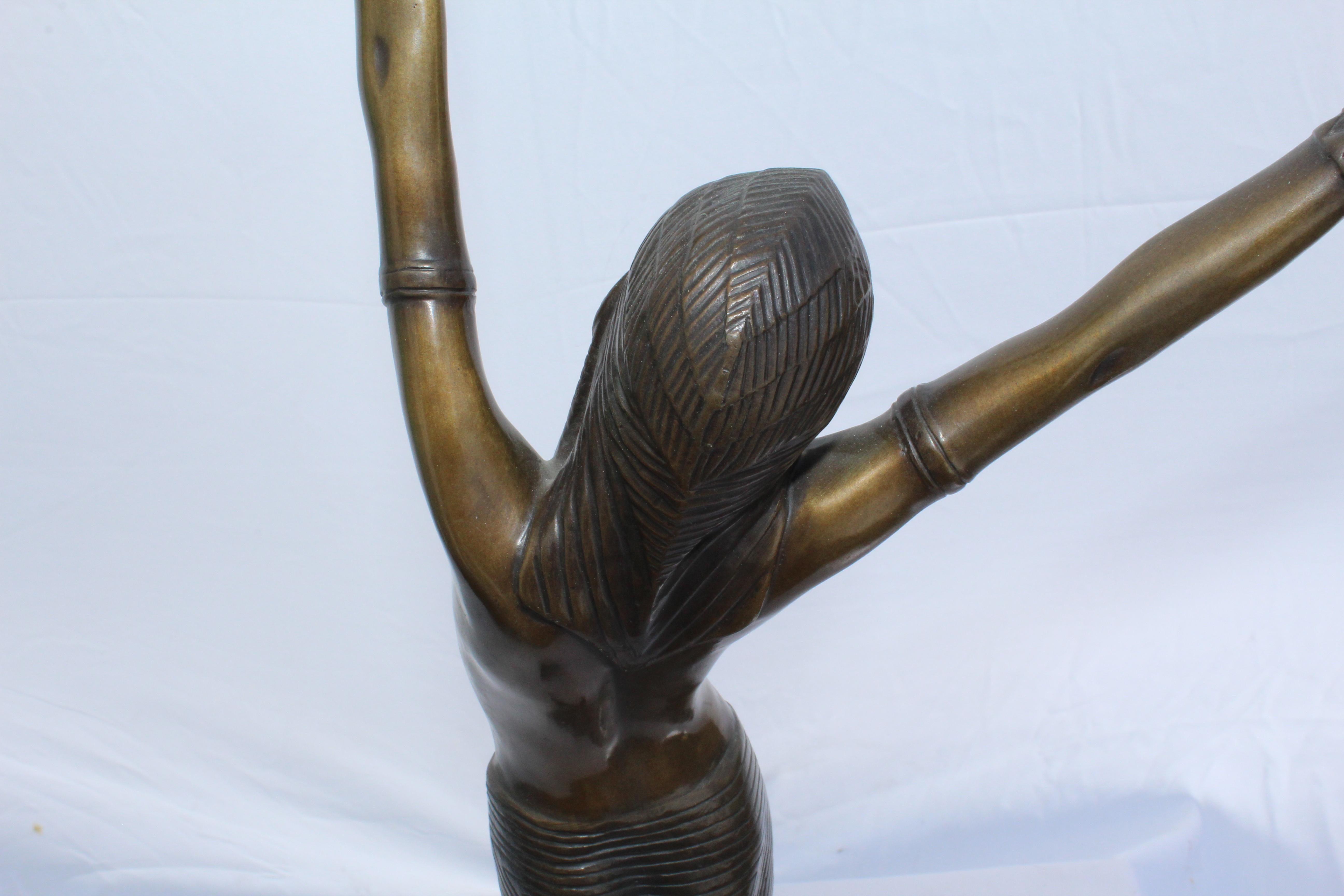Late 20th Century Art Deco Sculpture, Egyptian Dancer after D H Chiparus, Bronze, Marble Base