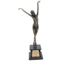 Art Deco-Skulptur:: Ägyptische Tänzerin nach D. H. Chiparus:: Bronze:: Marmorsockel