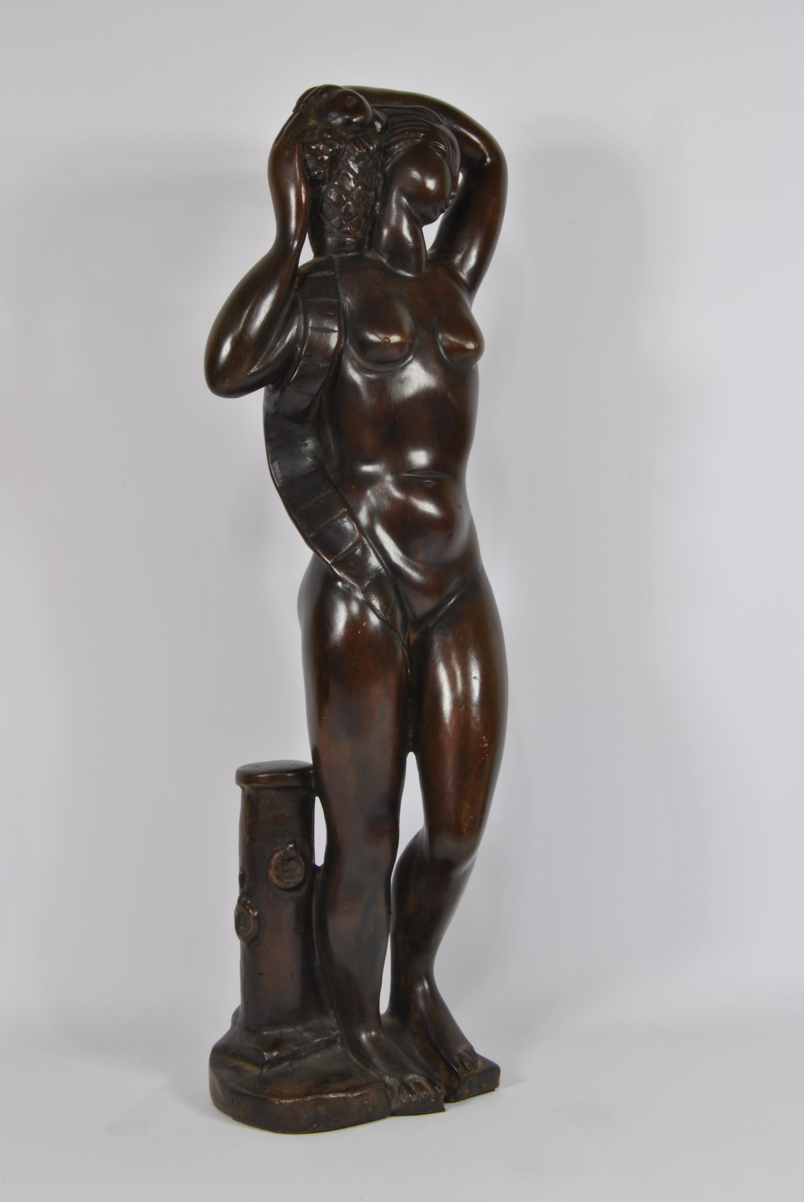 Français Sculpture Art déco entièrement en bronze, signée par le sculpteur Celano France, 1940 en vente