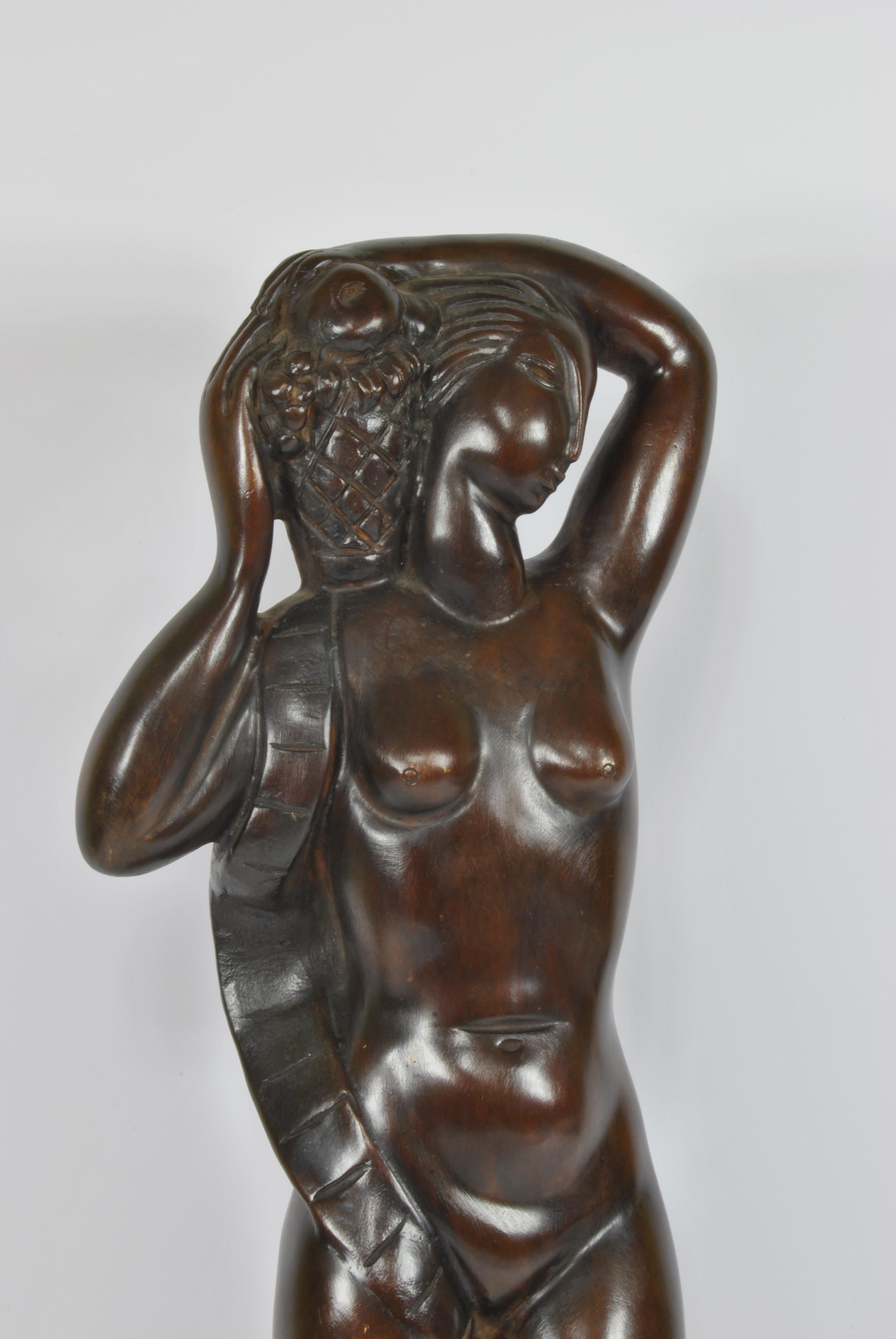 Mid-20th Century Art Deco Sculpture Entirely in Bronze, Signed by the Sculptor Celano France 1940 For Sale