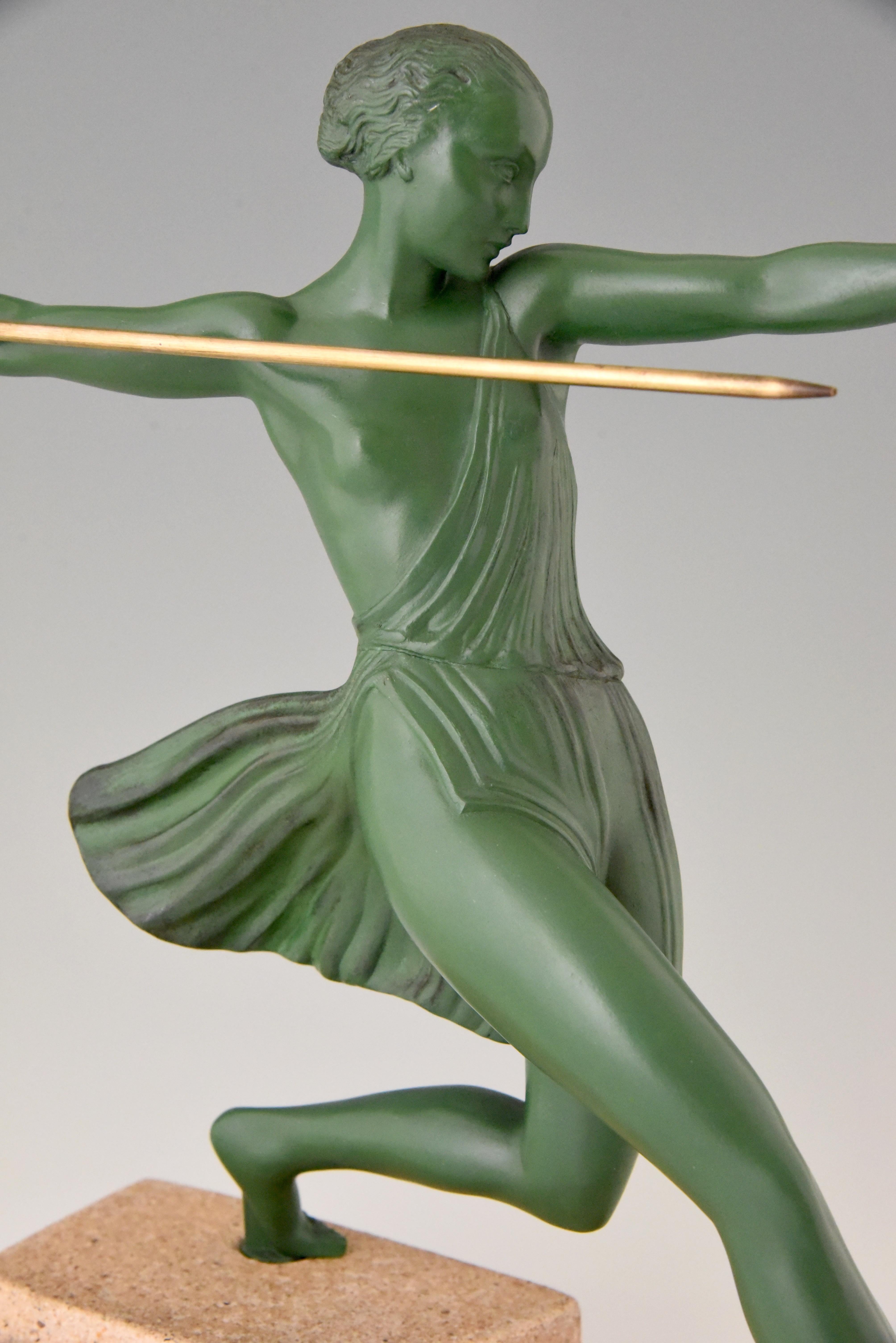 Art Deco Sculpture Female Javelin Thrower Fayral, Pierre Le Faguays 5