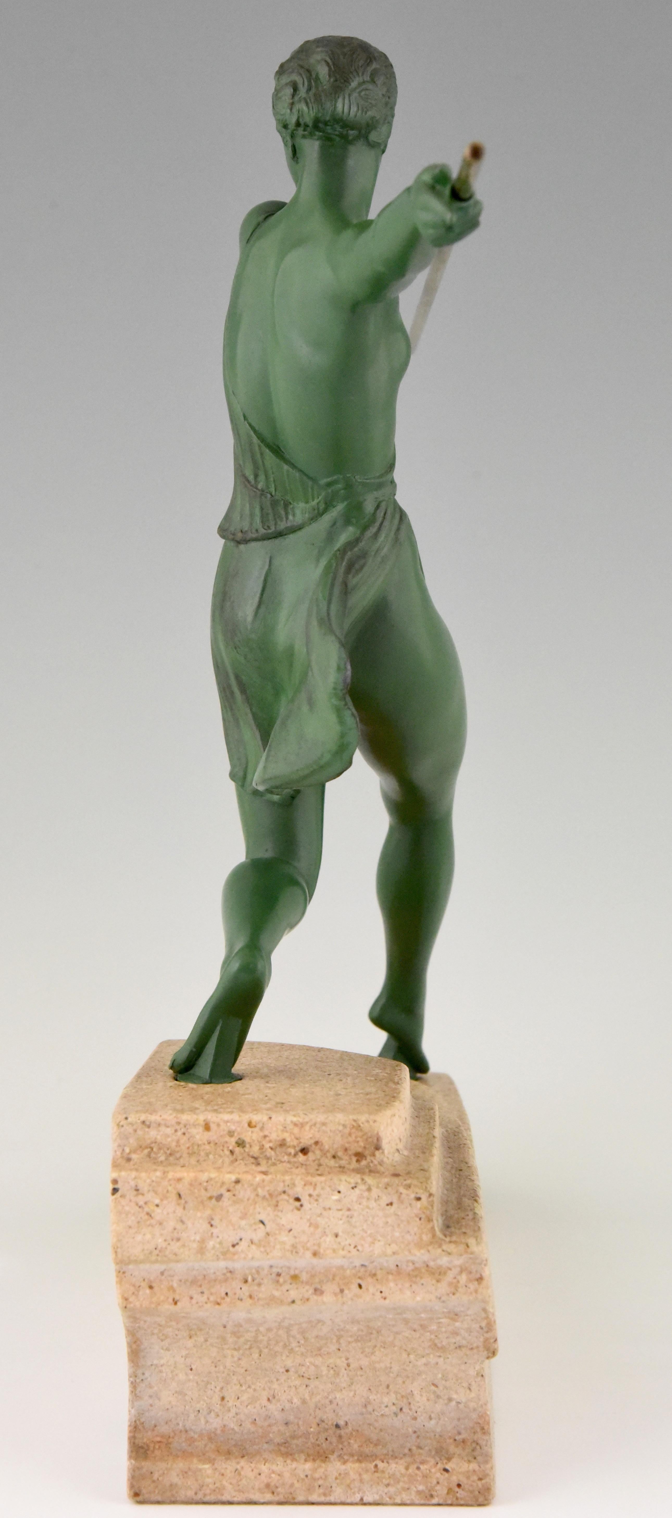 Art Deco Sculpture Female Javelin Thrower Fayral, Pierre Le Faguays 2
