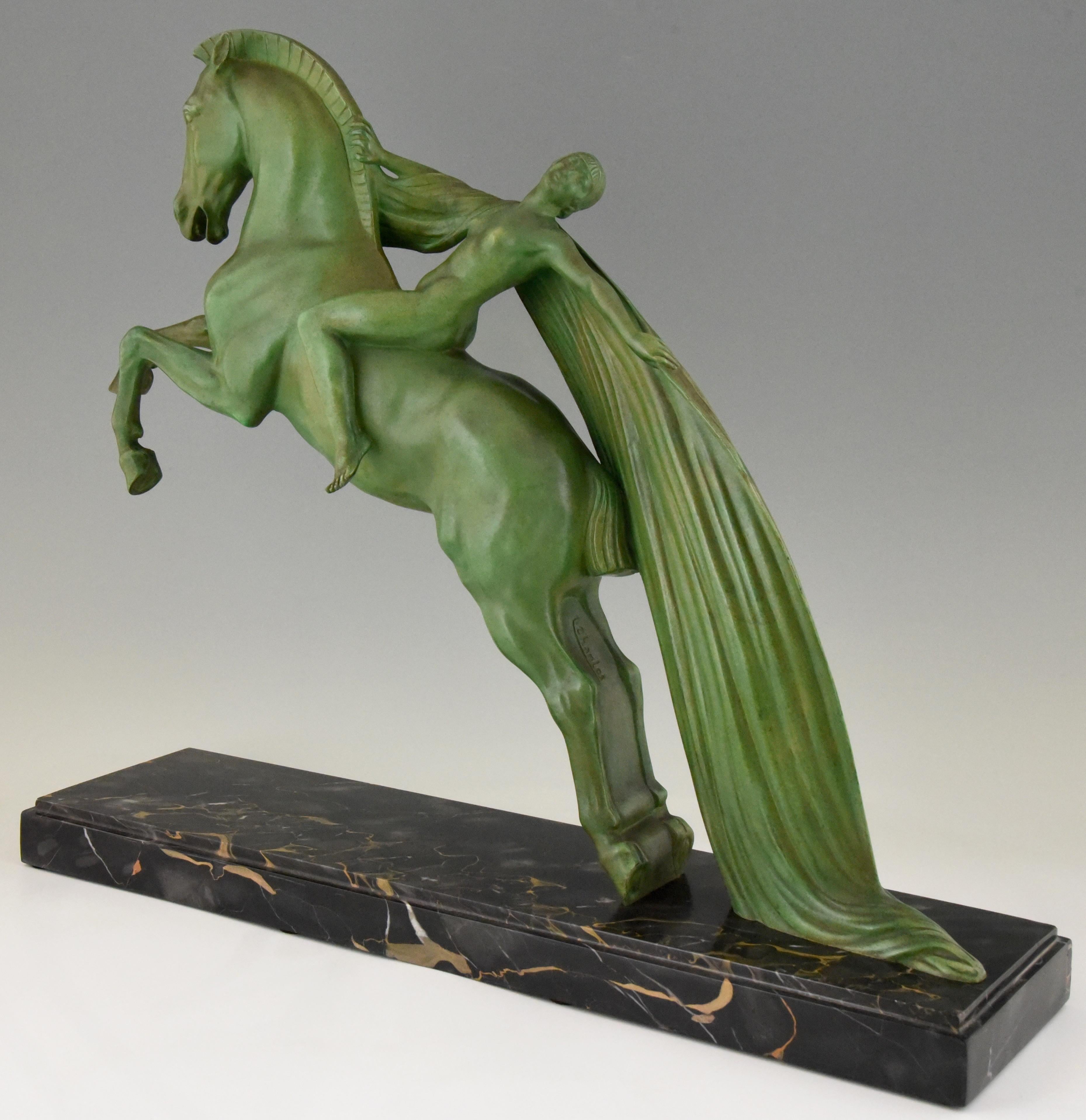 Art Deco Sculpture of a Female Nude on a Horse by Charles Charles  1930 France 2
