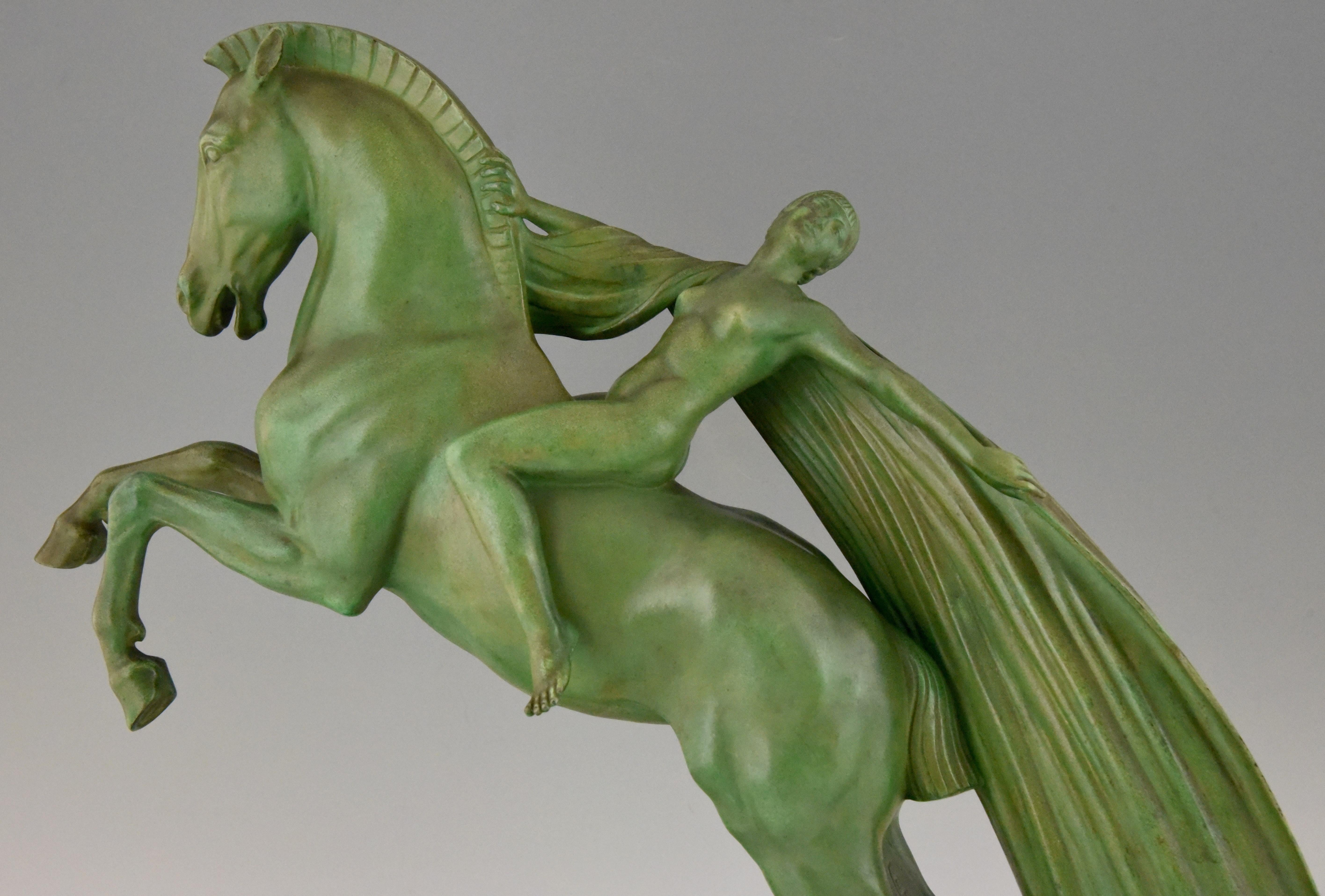 Art Deco Sculpture of a Female Nude on a Horse by Charles Charles  1930 France 3