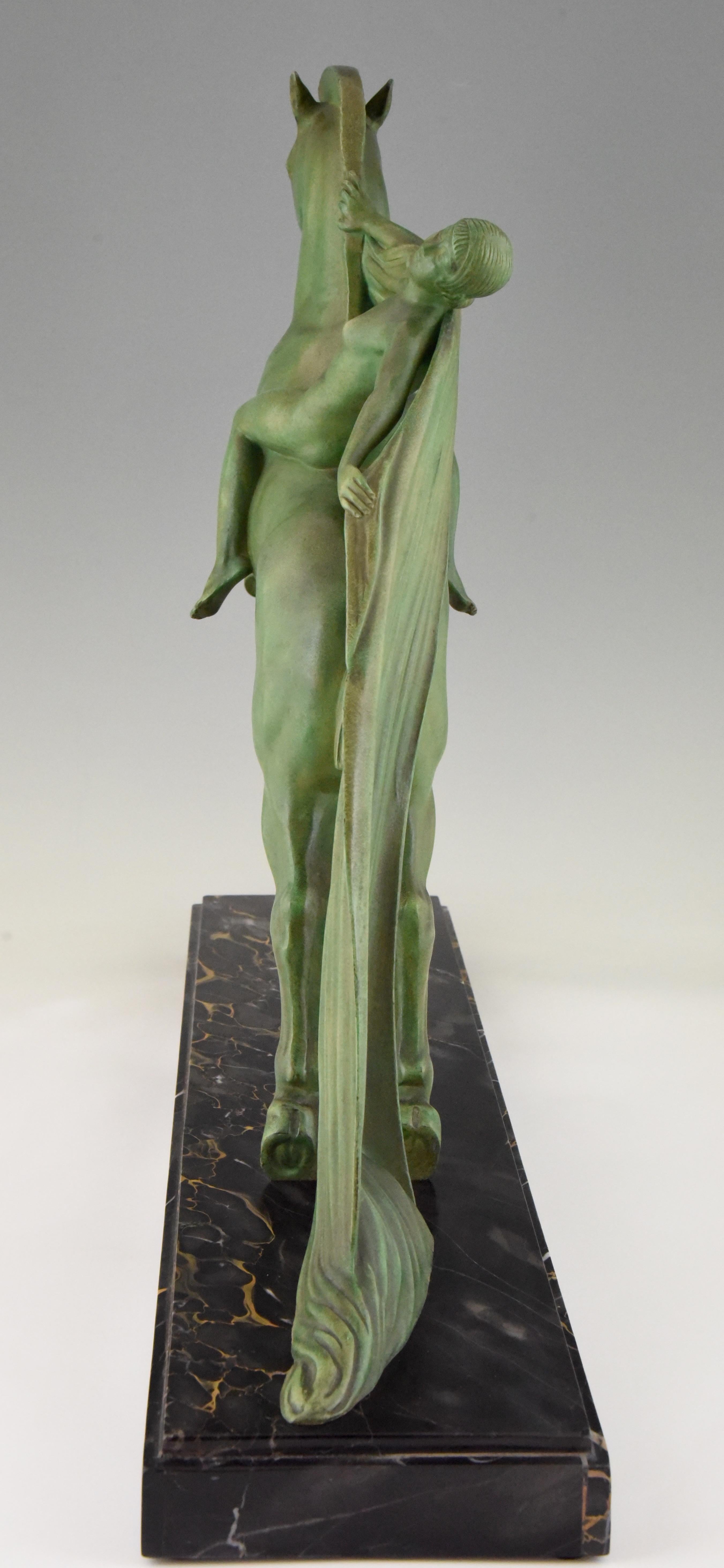 Art Deco Sculpture of a Female Nude on a Horse by Charles Charles  1930 France 1