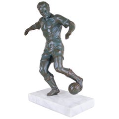 Retro Art Deco Sculpture "Football Player" Bronzed, France, 1930