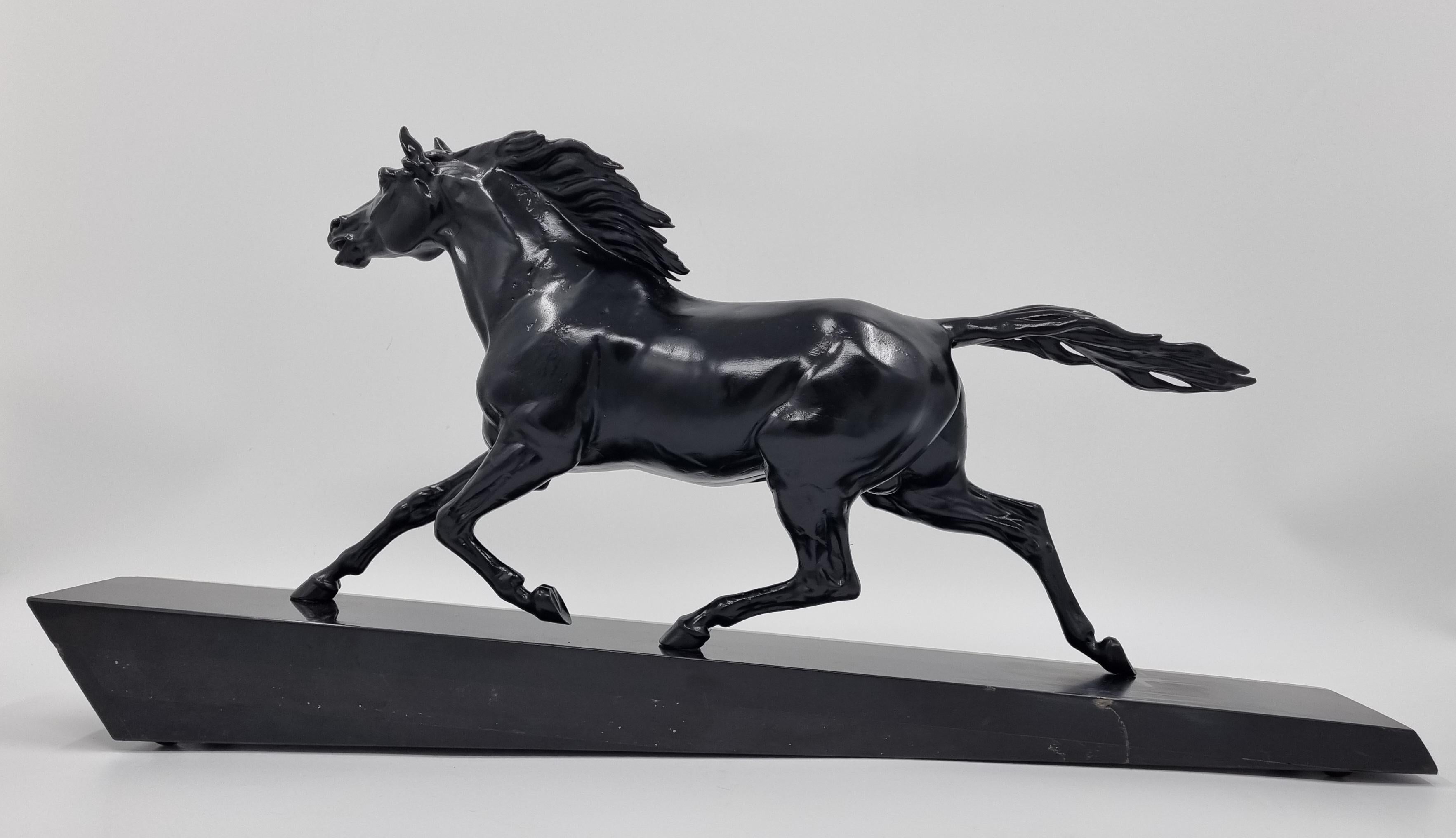 Sculpture Art déco chevauchant un cheval de chasse par Gonez  en vente 3