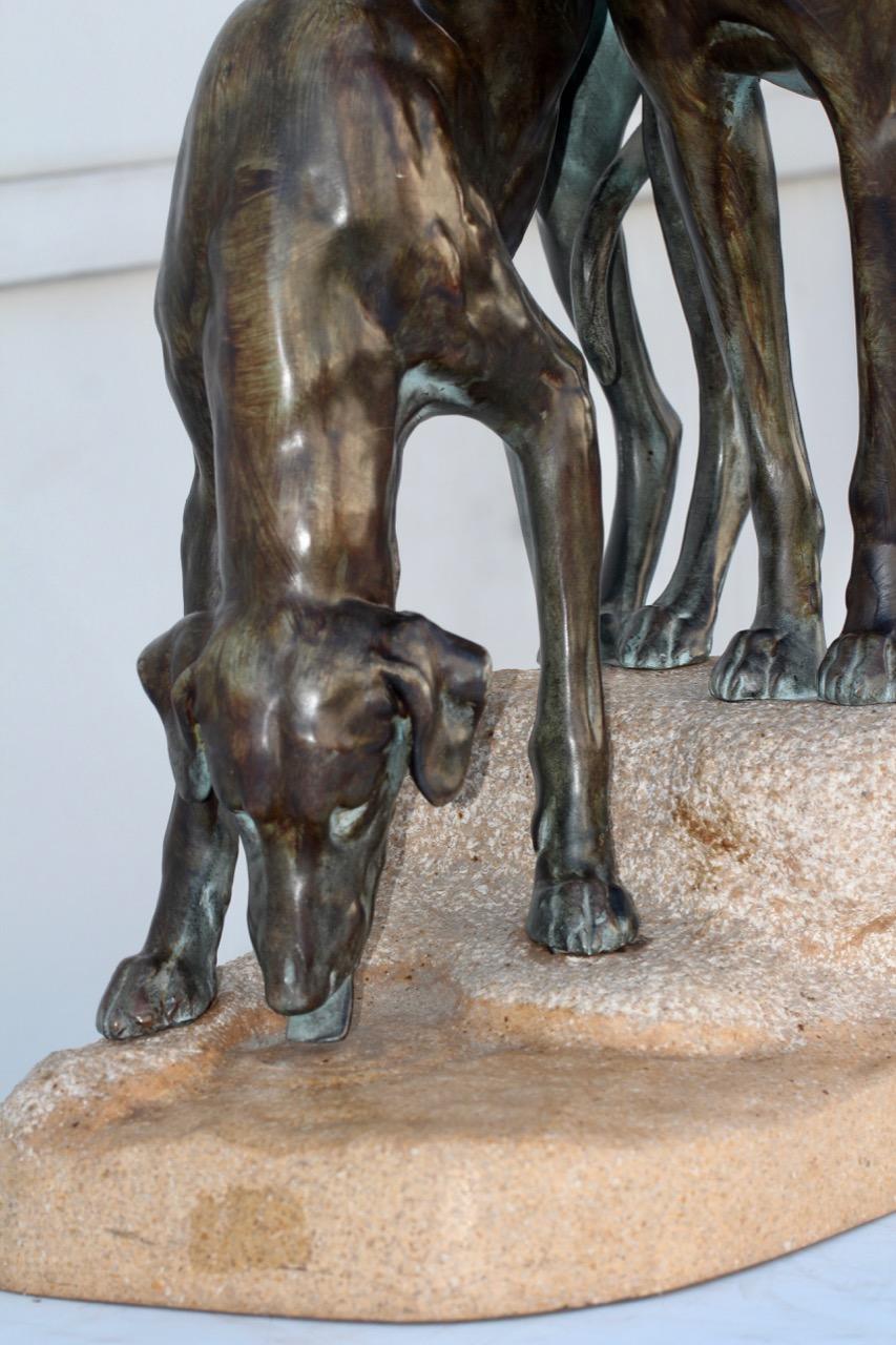 Art Deco Sculpture Greyhounds by Jules Edmond Masson for Max Le Verrier, France 4