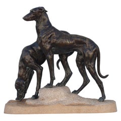 Art Deco Sculpture Greyhounds by Jules Edmond Masson for Max Le Verrier, France