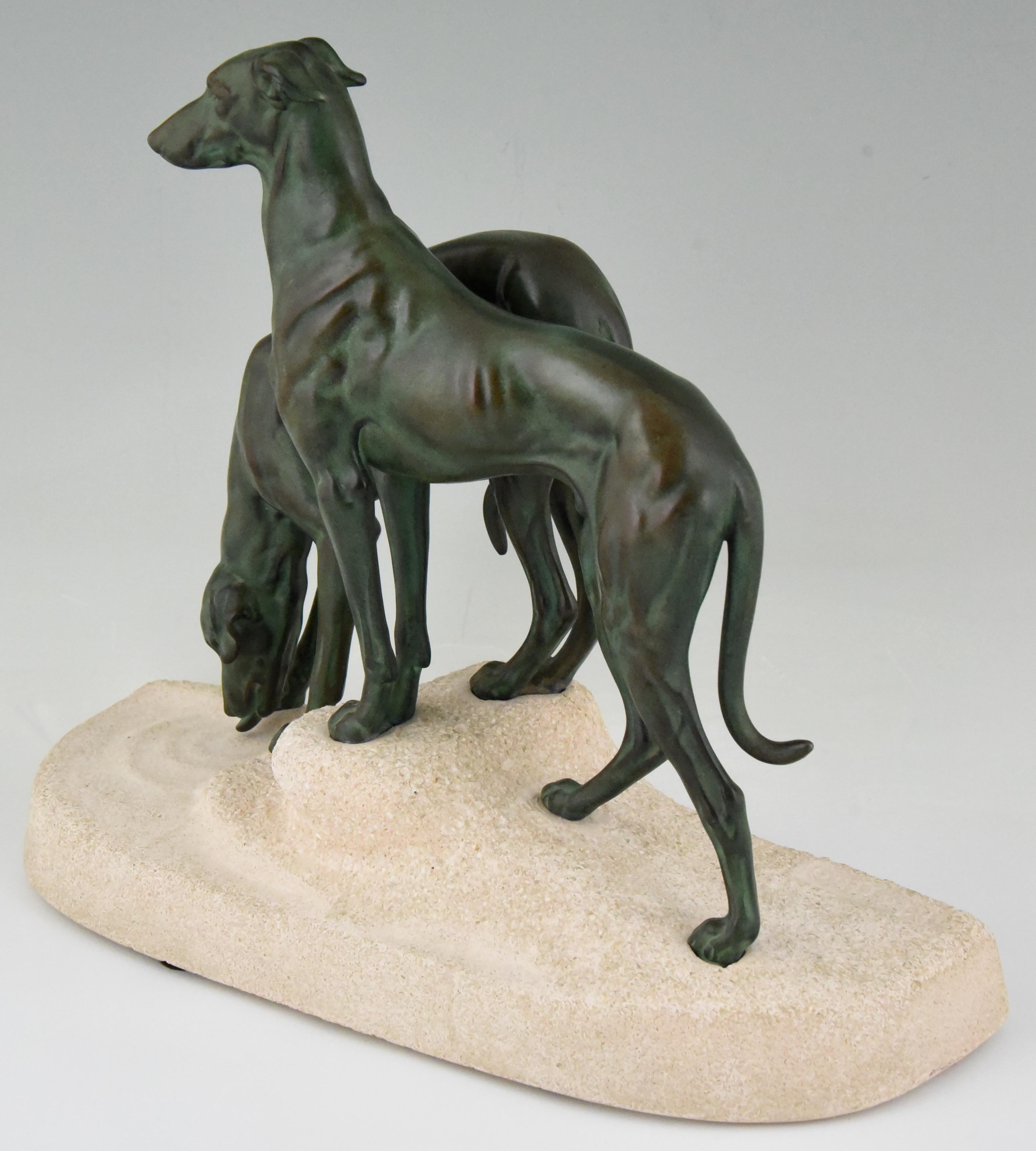 Art Deco Sculpture Greyhounds by Jules Edmond Masson  for Max Le Verrier France 2