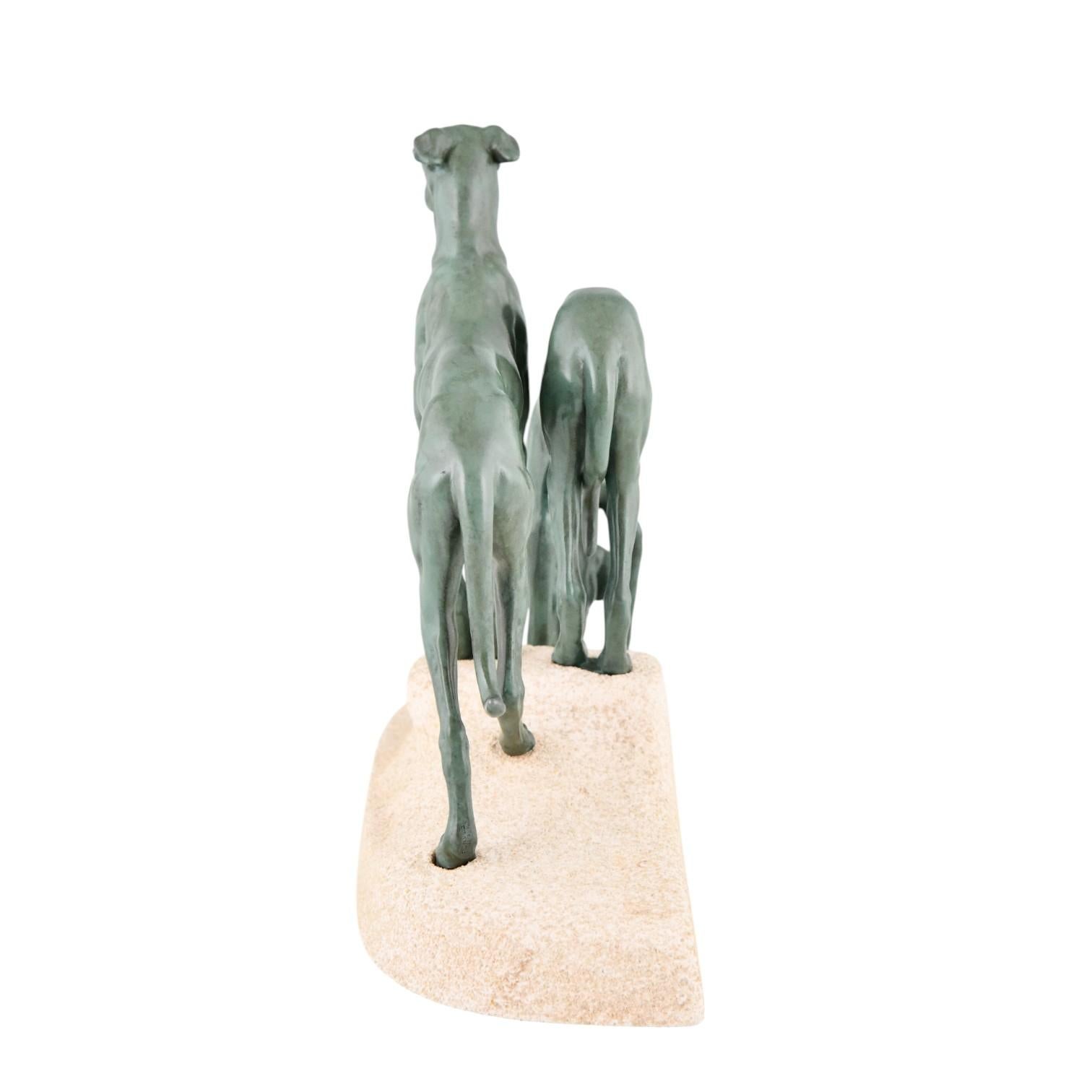 Art Deco Sculpture Greyhounds Jules Edmond Masson & Max Le Verrier France 1930 In Good Condition For Sale In Antwerp, BE