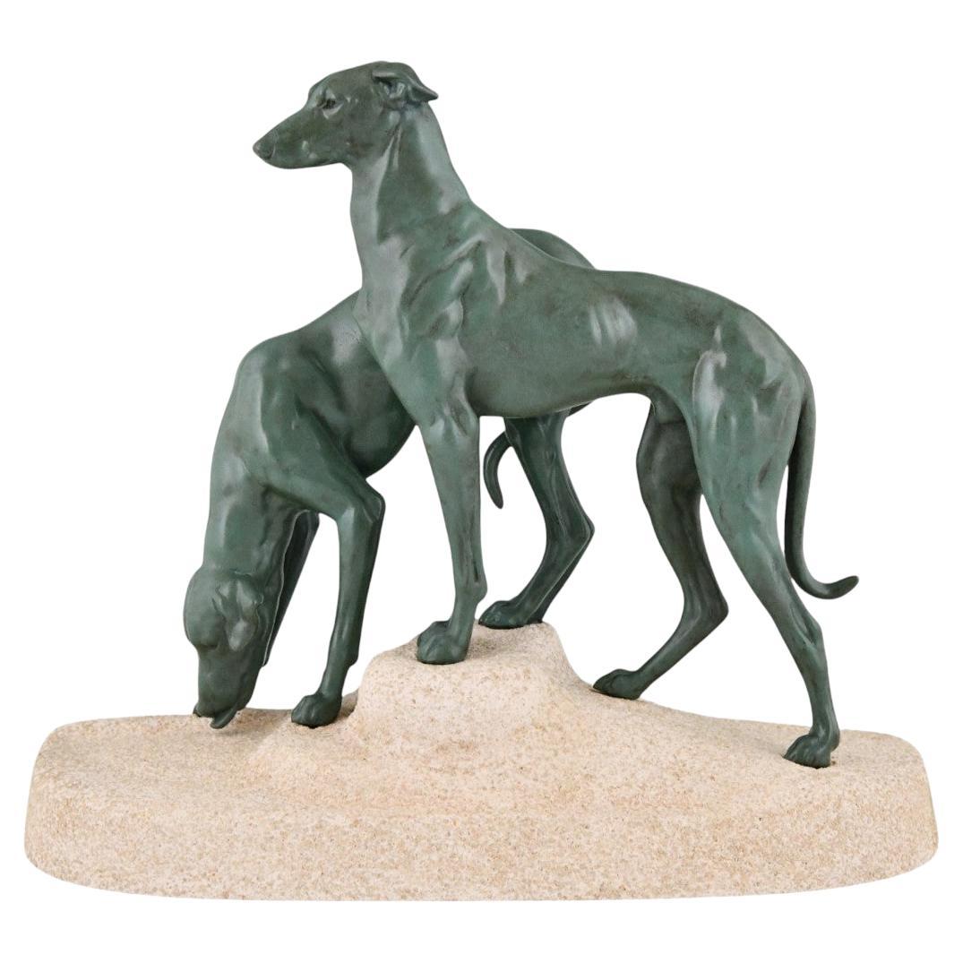 Art Deco Sculpture Greyhounds Jules Edmond Masson & Max Le Verrier France 1930 For Sale