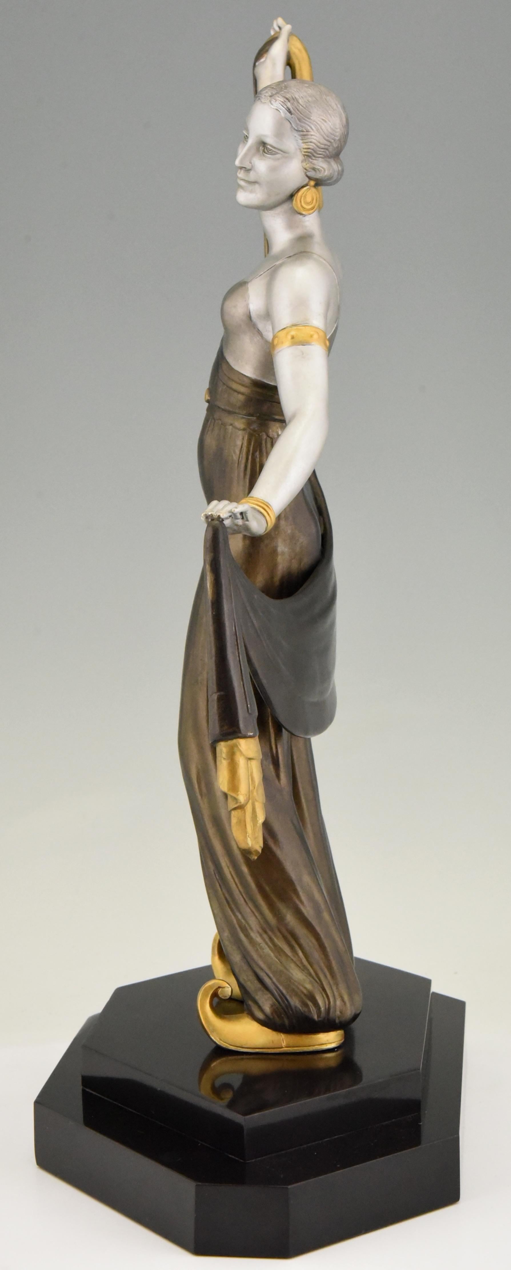Patinated Art Deco Sculpture Harem Dancer Salvador, France, 1930