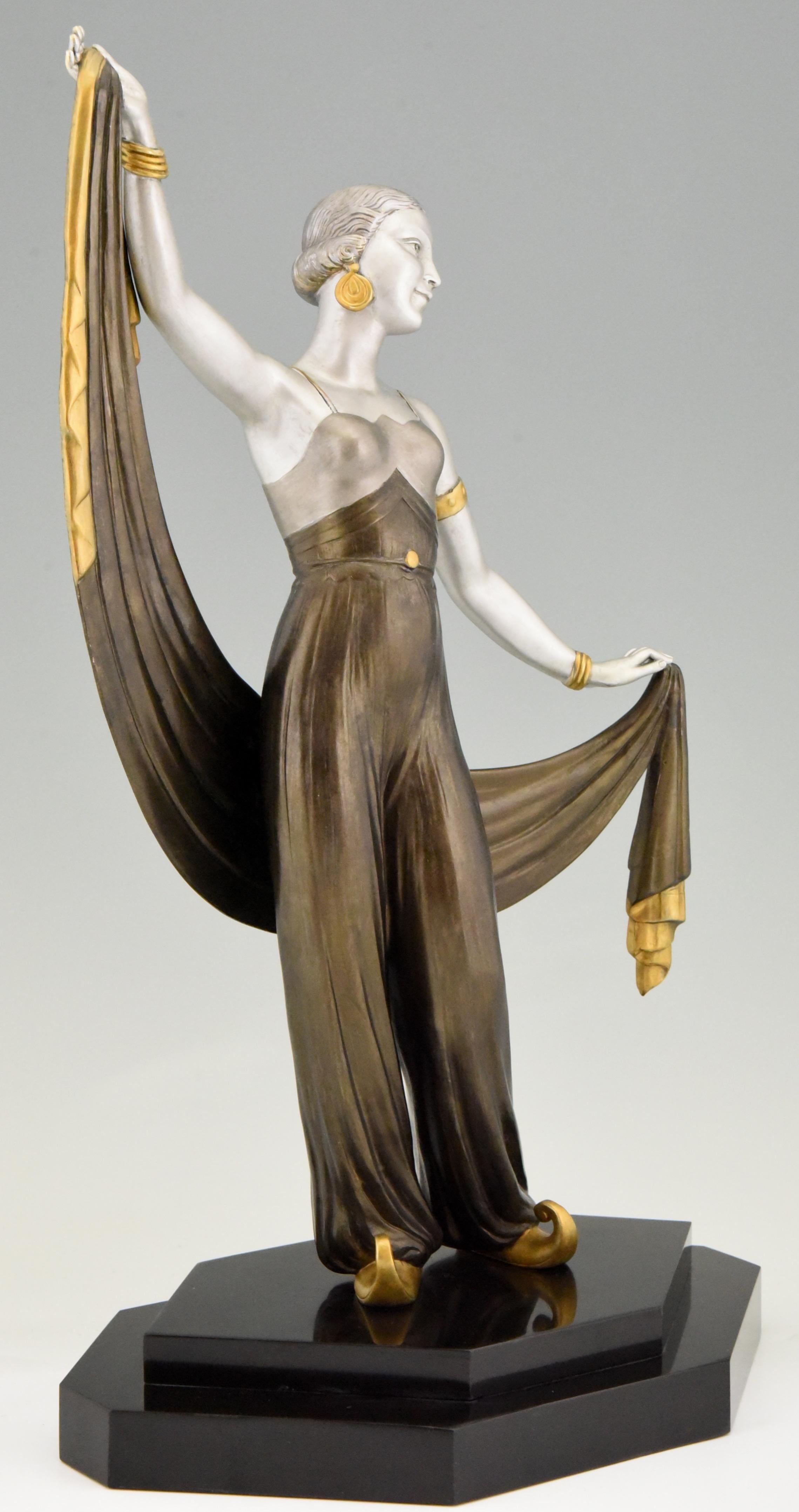 Metal Art Deco Sculpture Harem Dancer Salvador, France, 1930