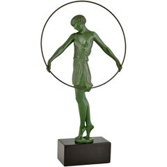 Scultura Art Deco Harmonie Hoopdancer di Art Verrier & Le Faguays