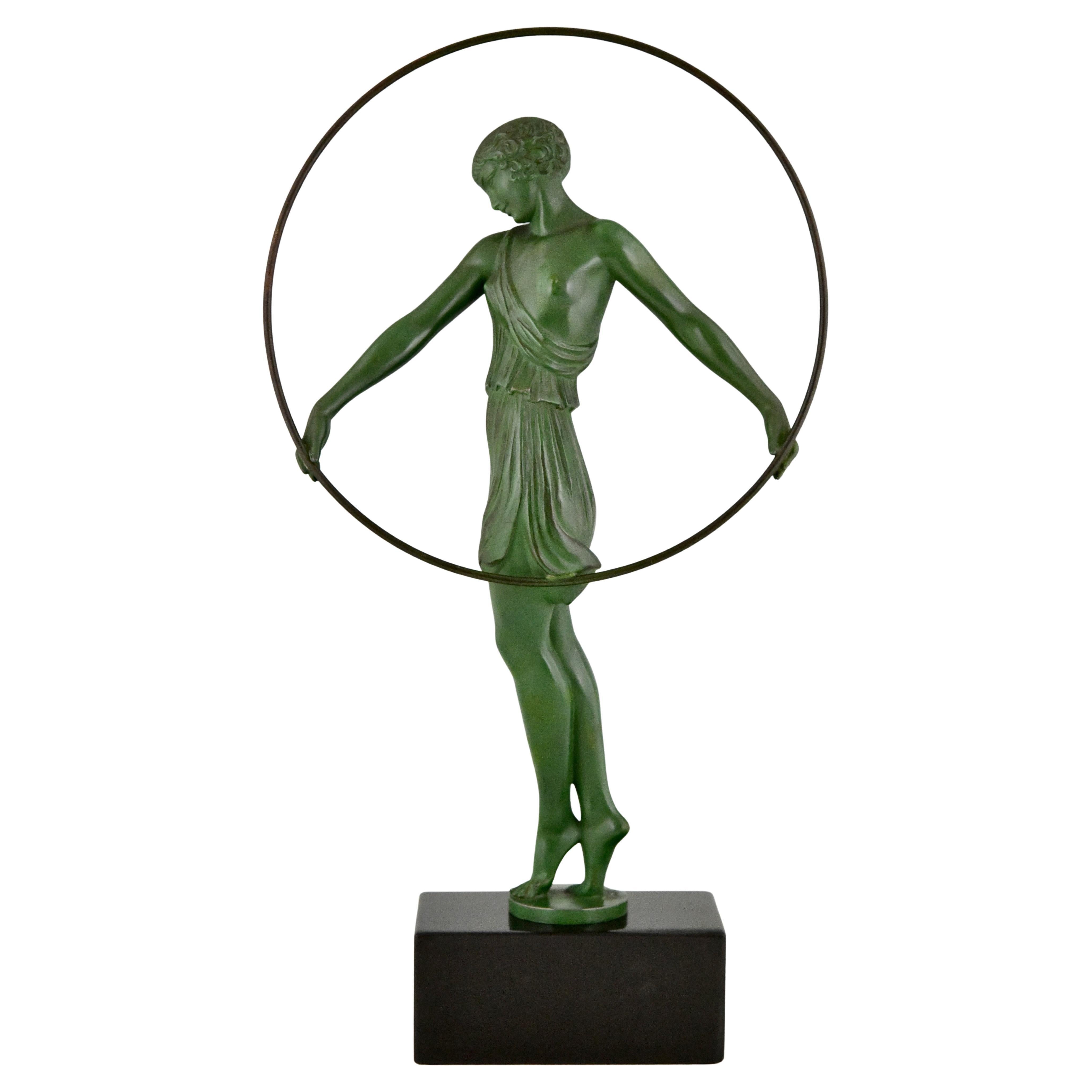 Art Deco Sculpture Harmonie Hoopdancer by Fayral Pierre Le Faguays & Le Verrier