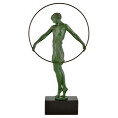 Art Deco Sculpture Harmonie Hoopdancer by Fayral Pierre Le Faguays & Le Verrier