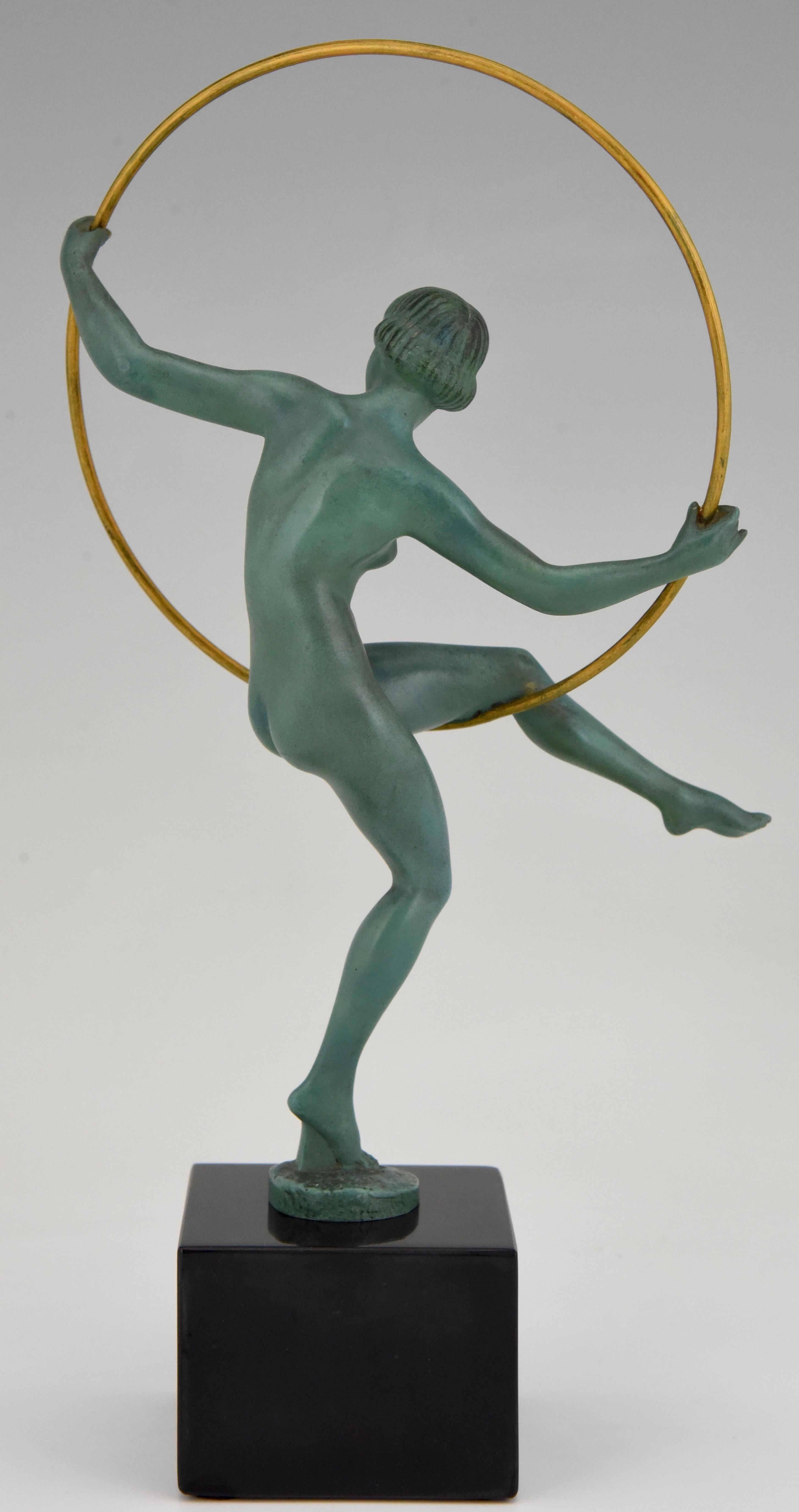 Art Deco Sculpture Hoop Dancer Briand, Marcel Andre Bouraine France, 1930 In Good Condition In Antwerp, BE