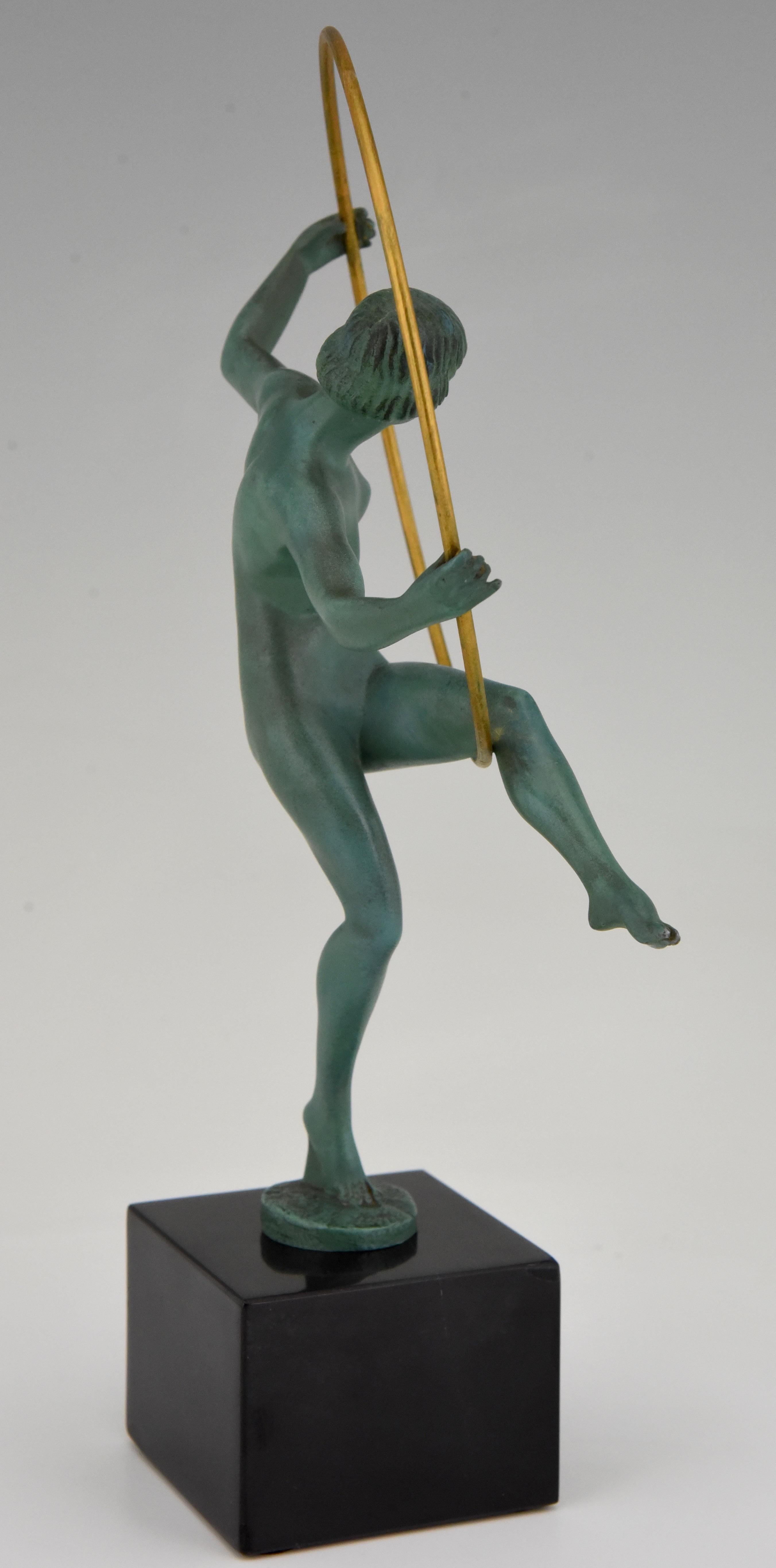 20th Century Art Deco Sculpture Hoop Dancer Briand, Marcel Andre Bouraine France, 1930
