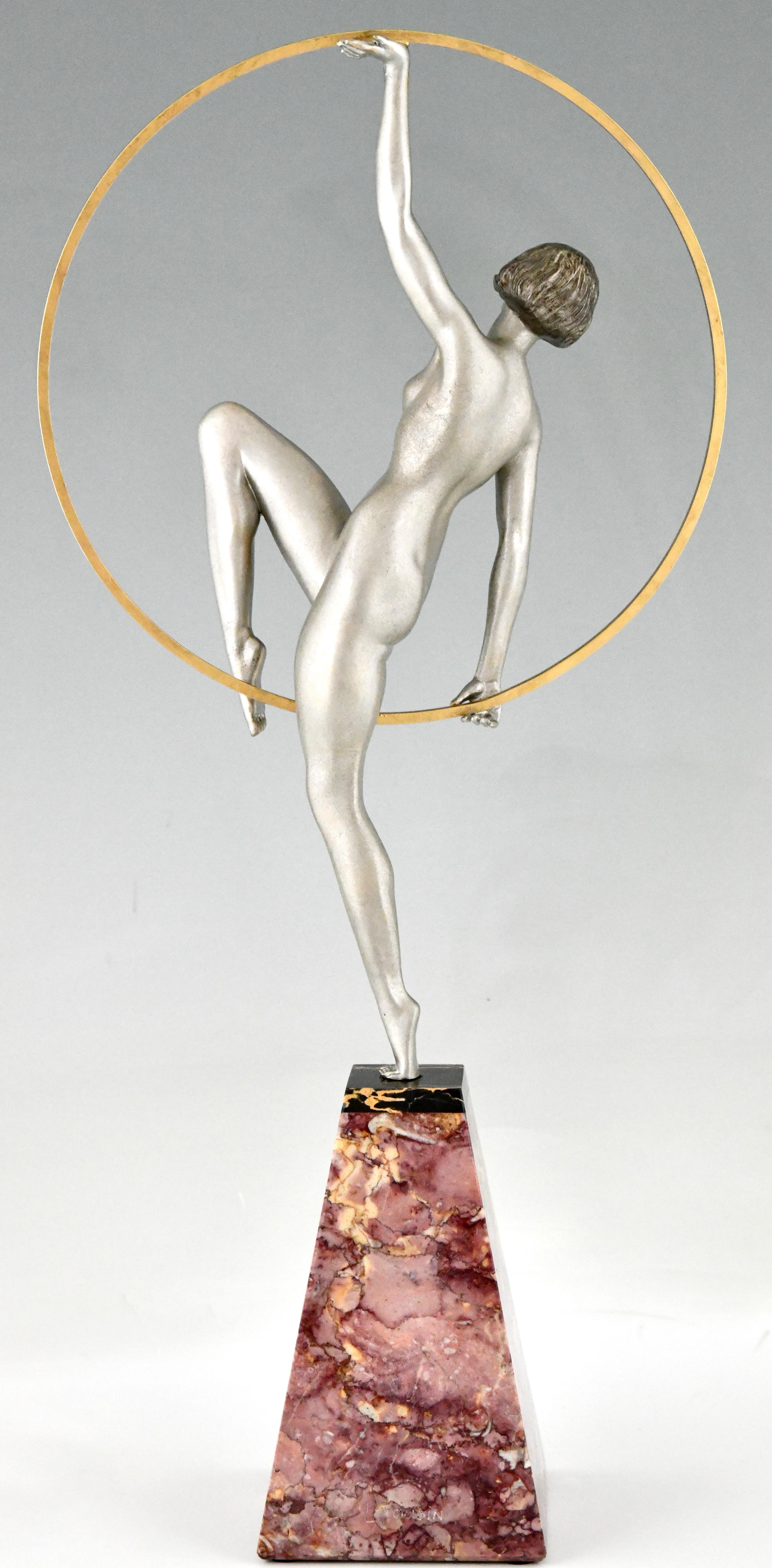Mid-20th Century Art Deco sculpture hoop dancer by Limousin France 1930 For Sale