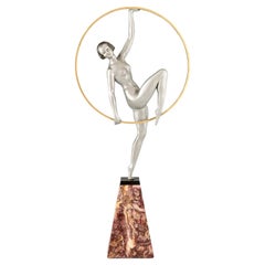 Vintage Art Deco sculpture hoop dancer by Limousin France 1930